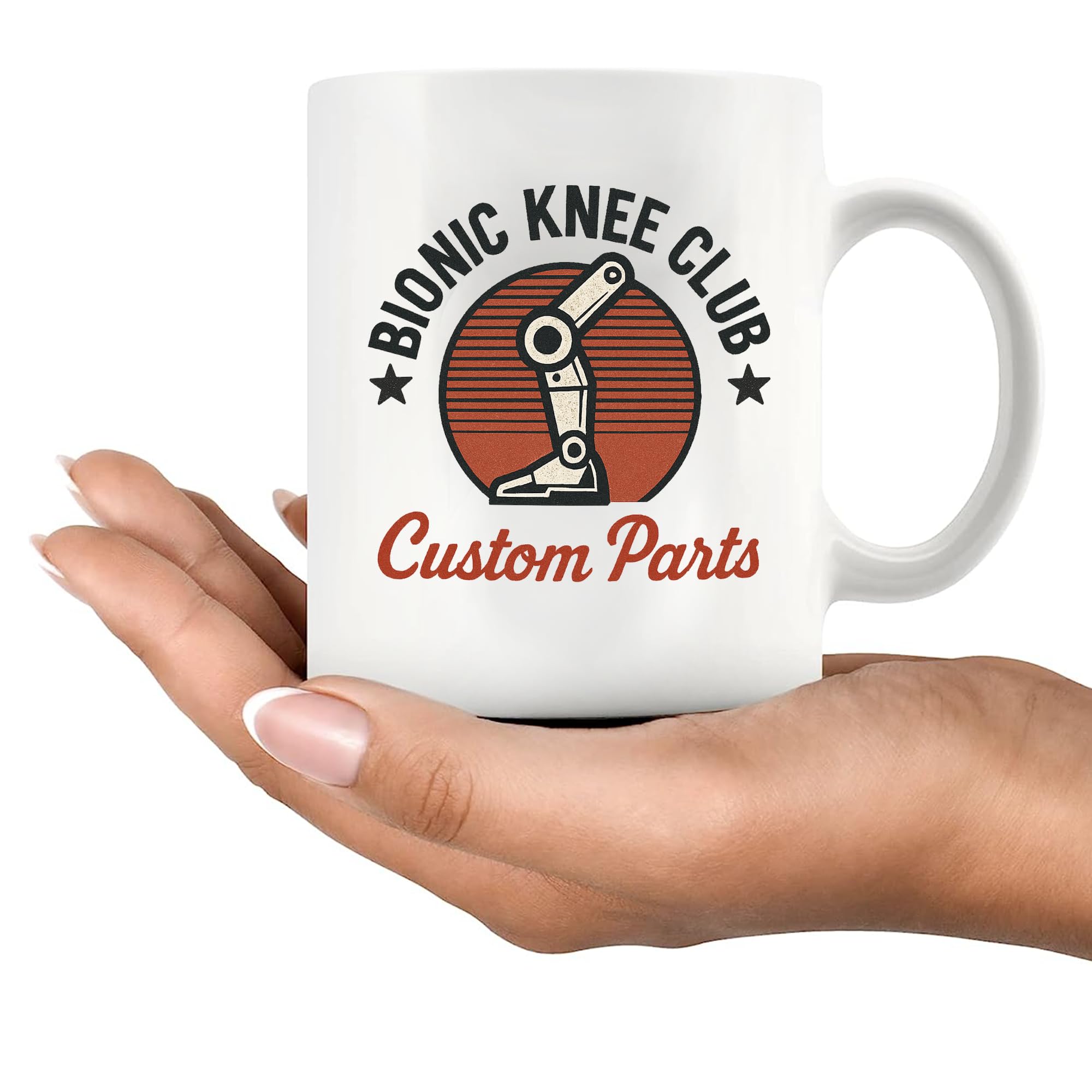 Bionic Knee Club Custom Parts Knee Surgery Recovery Gifts For Patients From Doctor Nurse Replacement Get Well Soon Gifts Orthopedic Novelty Drinkware Ceramic Mug (Classic, White)