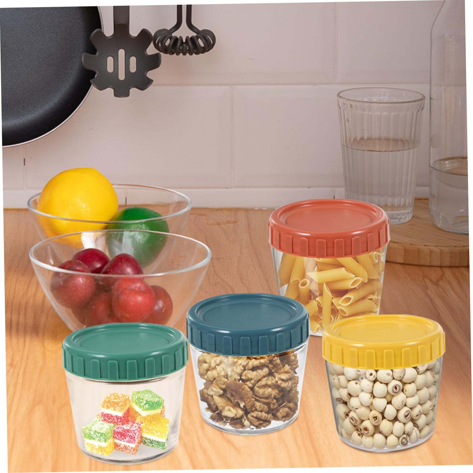 4 pièces Lot de Bocaux Verre Hermétiques avec Joint Étanche Pots Yaourts Réutilisables Boîtes Alimentaires Empilables pour Cuisine et Conservation des Aliments