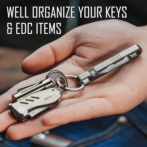 Miniatura 8 de KeyUnity KM07 Llavero de titanio con clip de bolsillo y llavero plano de titanio KA19