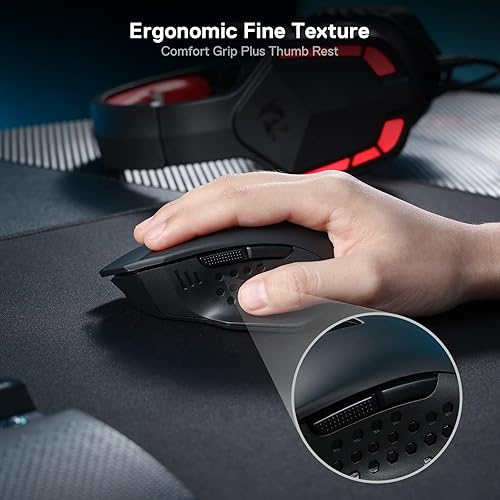 Miniatura 7 de Redragon M656 Gainer - Mouse inalámbrico para juegos, 4000 DPI 2.4Ghz mouse inalámbrico con 5 niveles de DPI, 7 botones macro, retroiluminación LED