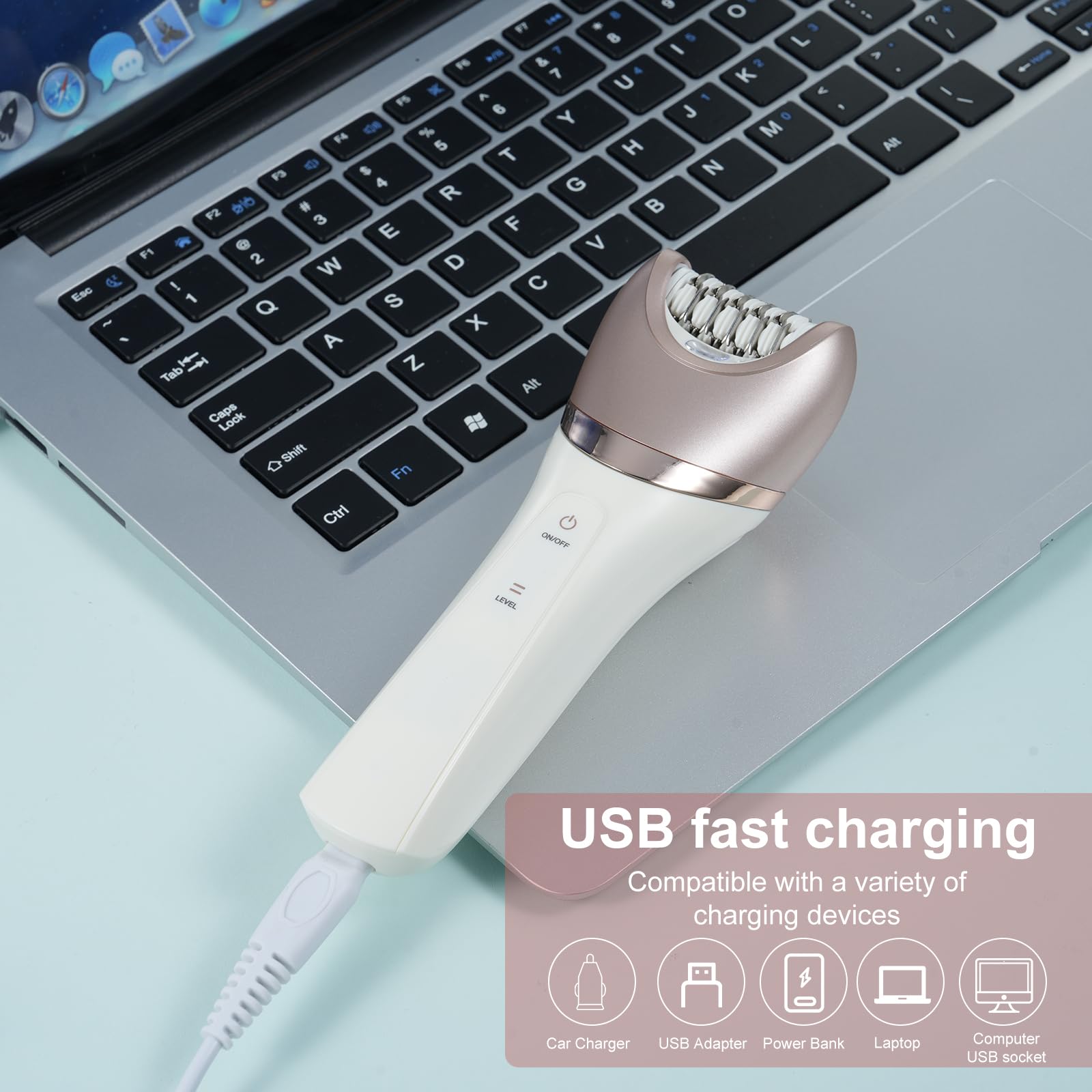 ACAGALA Depilador eléctrico 6 en 1 para mujer, depilación sin dolor en la cara, cuerpo y pies – Kit compacto con accesorios de precisión
