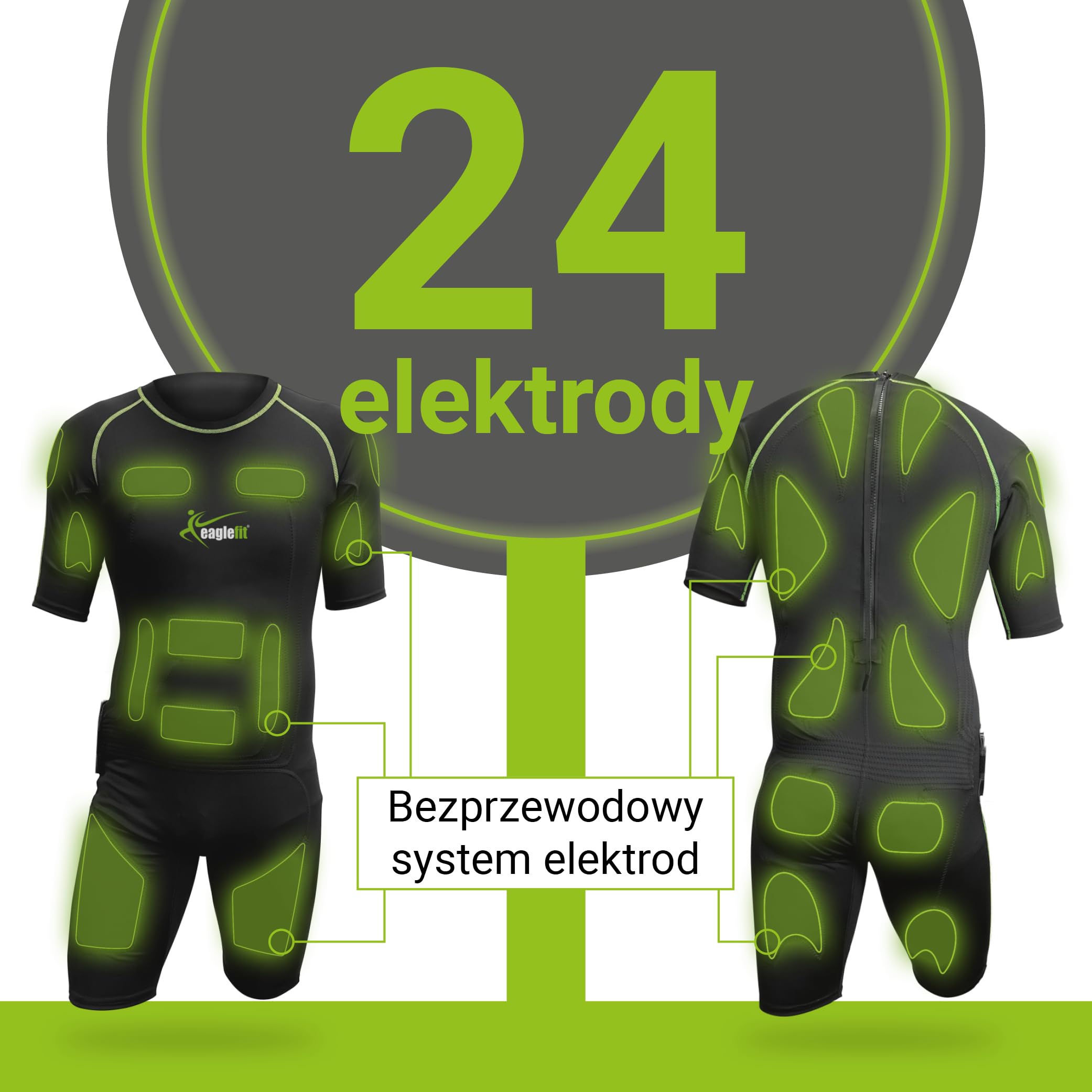 eaglefit - Ems Pants Bezprzewodowy System Kompletny z 14 Elektrodami – Spodnie Treningowe na Brzuch, Nogi i Pośladki – Budowa Mięśni i Stymulator Mięśni dla Kobiet i Mężczyzn z Aplikacją i Powerbox