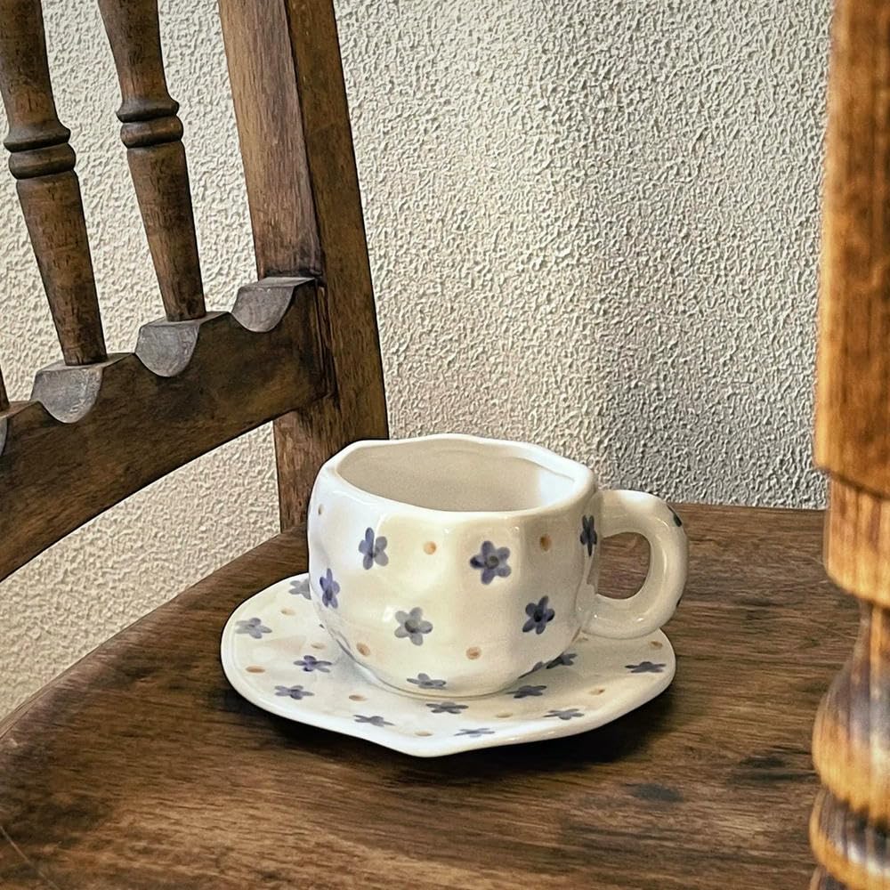 Tasses et Assiettes à café en céramique à Motif Floral, peintes à la Main sous glaçure (200 pièces)
