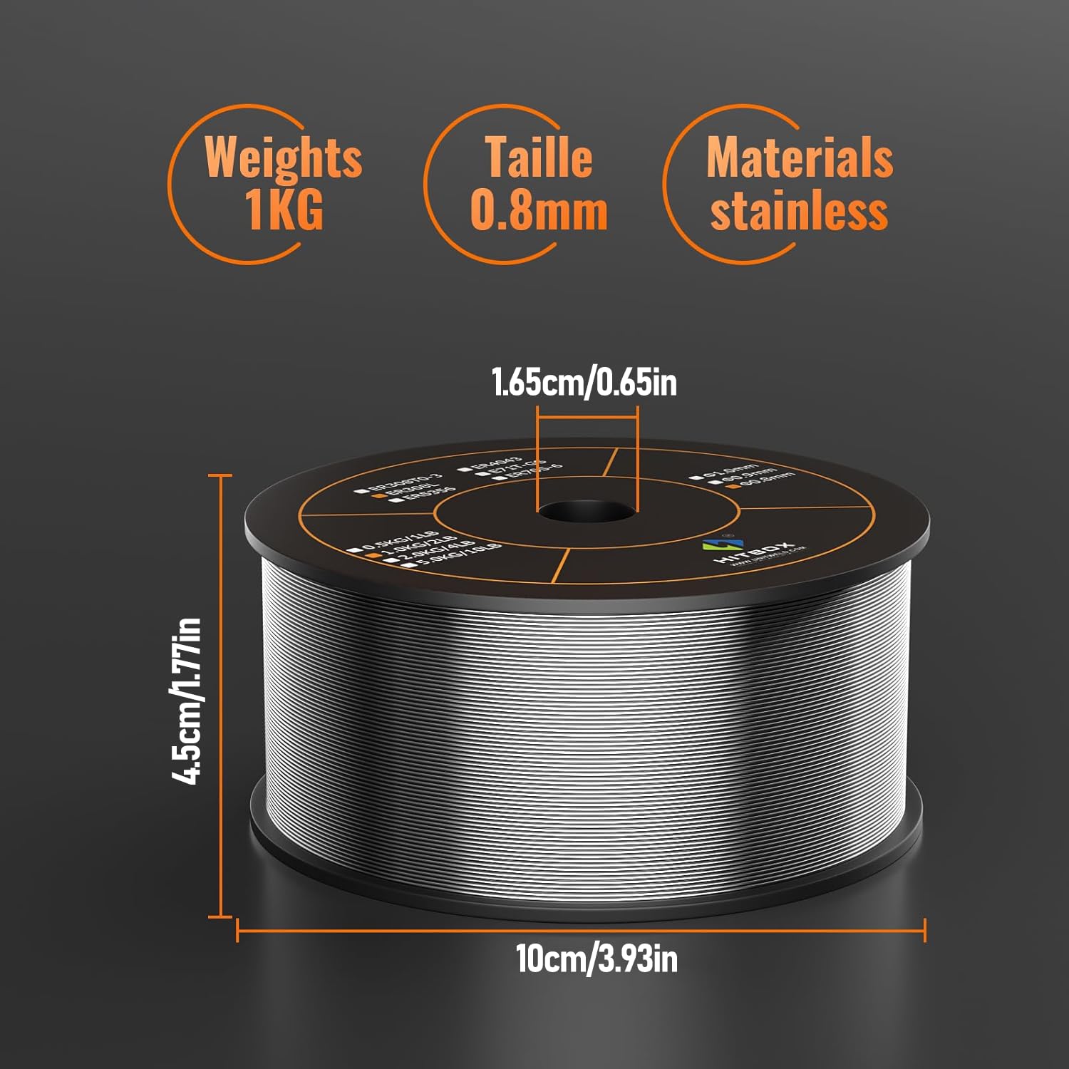 HITBOX Filo MIG con Gas 1kg (ER308L - 0,8mm) per Saldatura Acciaio Inossidabile – Filo Solido per Saldatrice MIG