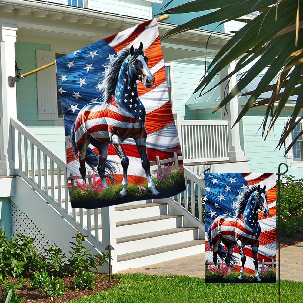 FLAGWIX American Flag - Horse Patriotic American Flag MLN2926F, House Flag (29.5" x 39.5") - USA Flags Premium Polyester - Decorative Indoor Outdoor Flag - Image 4