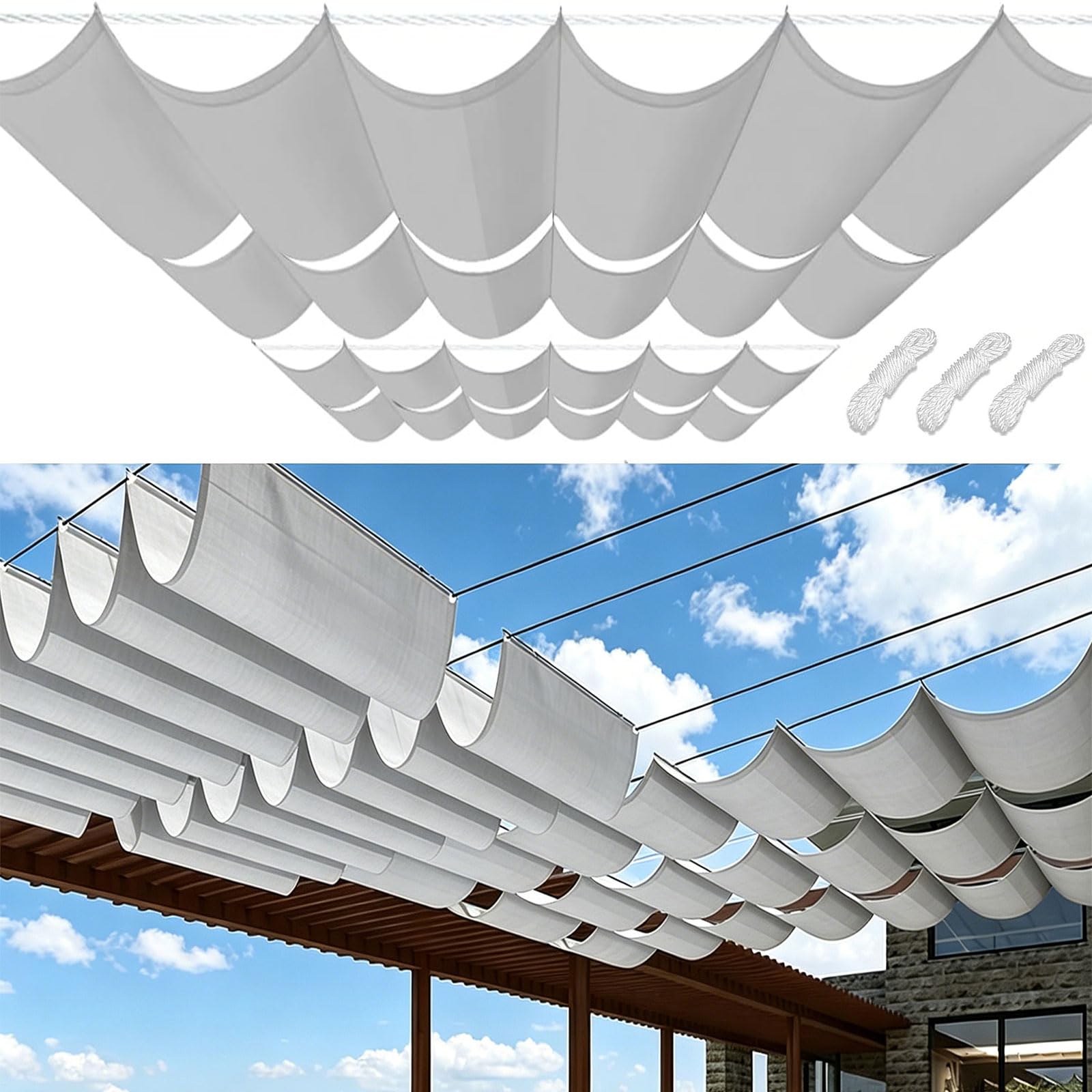 Toile d'ombrage rétractable vague 140x560 cm grise pour optimiser votre confort sur la terrasse