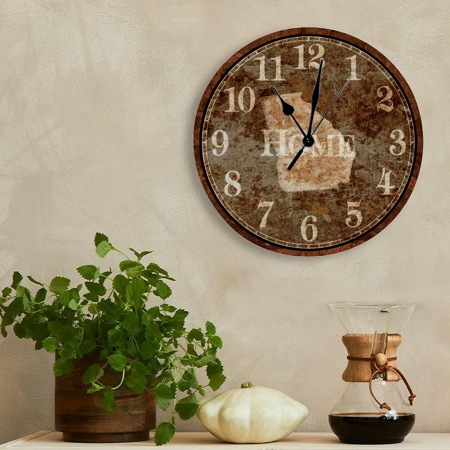 Georgia Home State Clock America Wall Clock Retro Georgia 15 Inch Wall Clocks Battery Operated Silent Vintage Adventure Wall Decor for Bedroom Living Room Kitchen School Office Lodge