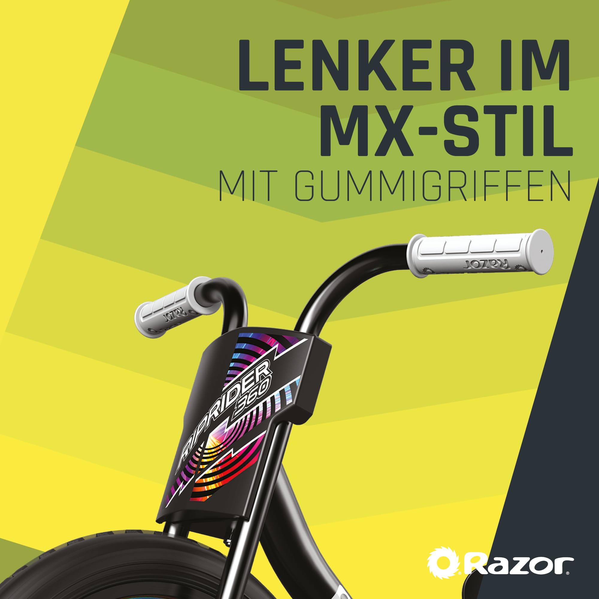 Razor RipRider 360 Lightshow -Trike mit hinteren Rollen und mit bewegungsaktivierten mehrfarbigen Lichtern, Drifting Ride auf 3 Rädern - für Kinder ab 5 Jahren
