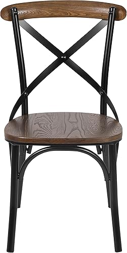 Miniatura 13 de Taylor & Logan Lara - Silla de comedor con respaldo cruzado raspado a mano, juego de 1, color negro y madera de fruta