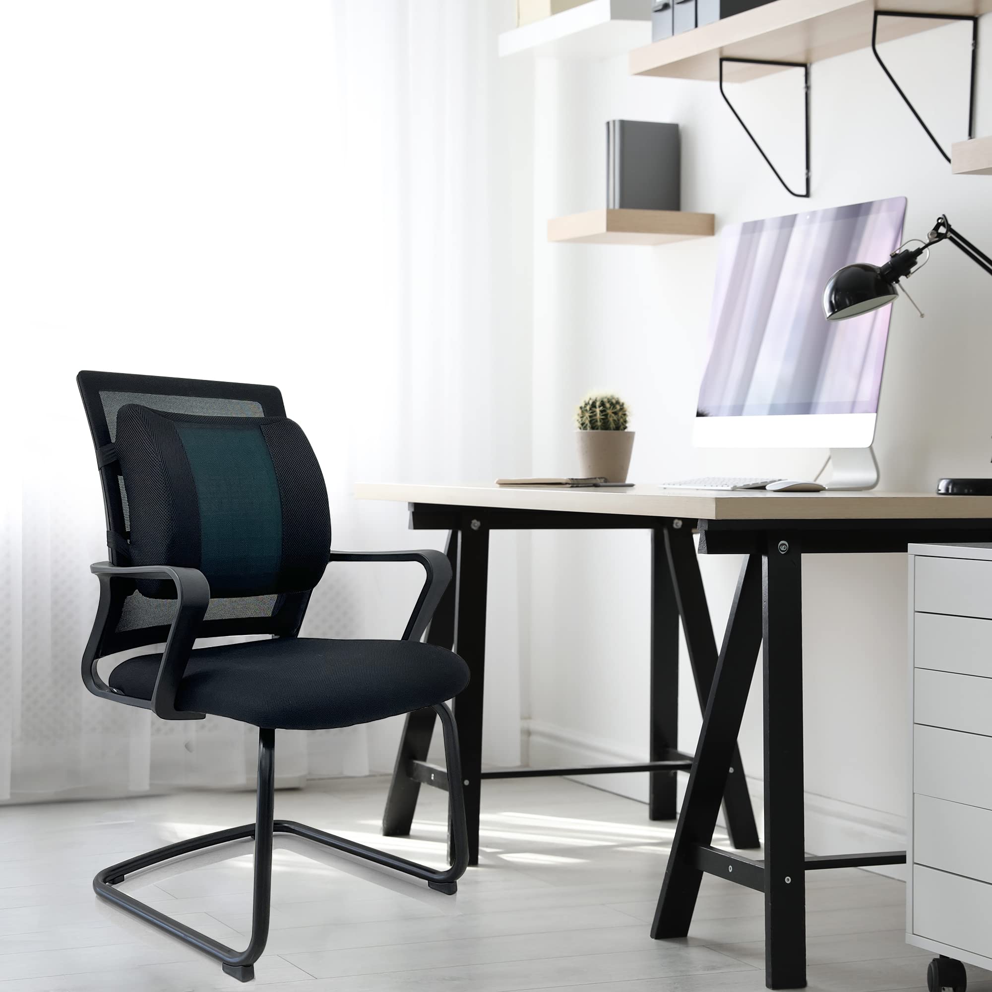 Amazon Basics Comfortable Back Support Cushion for Office Chairs, Gel Enhanced Memory Foam, Black