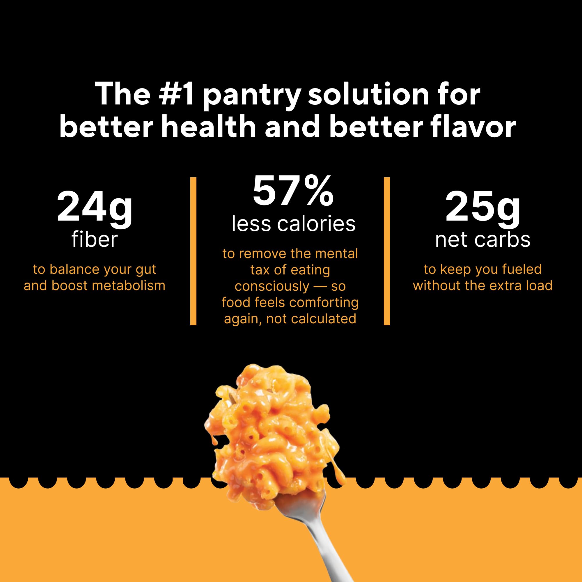 Fiber Gourmet Mac and Cheese - Low Carb Pasta with 24g Fiber, 150 Calories, Kosher Certified, Made in US with Natural Ingredients, No Artificial Colors or Flavors - 6 Pack