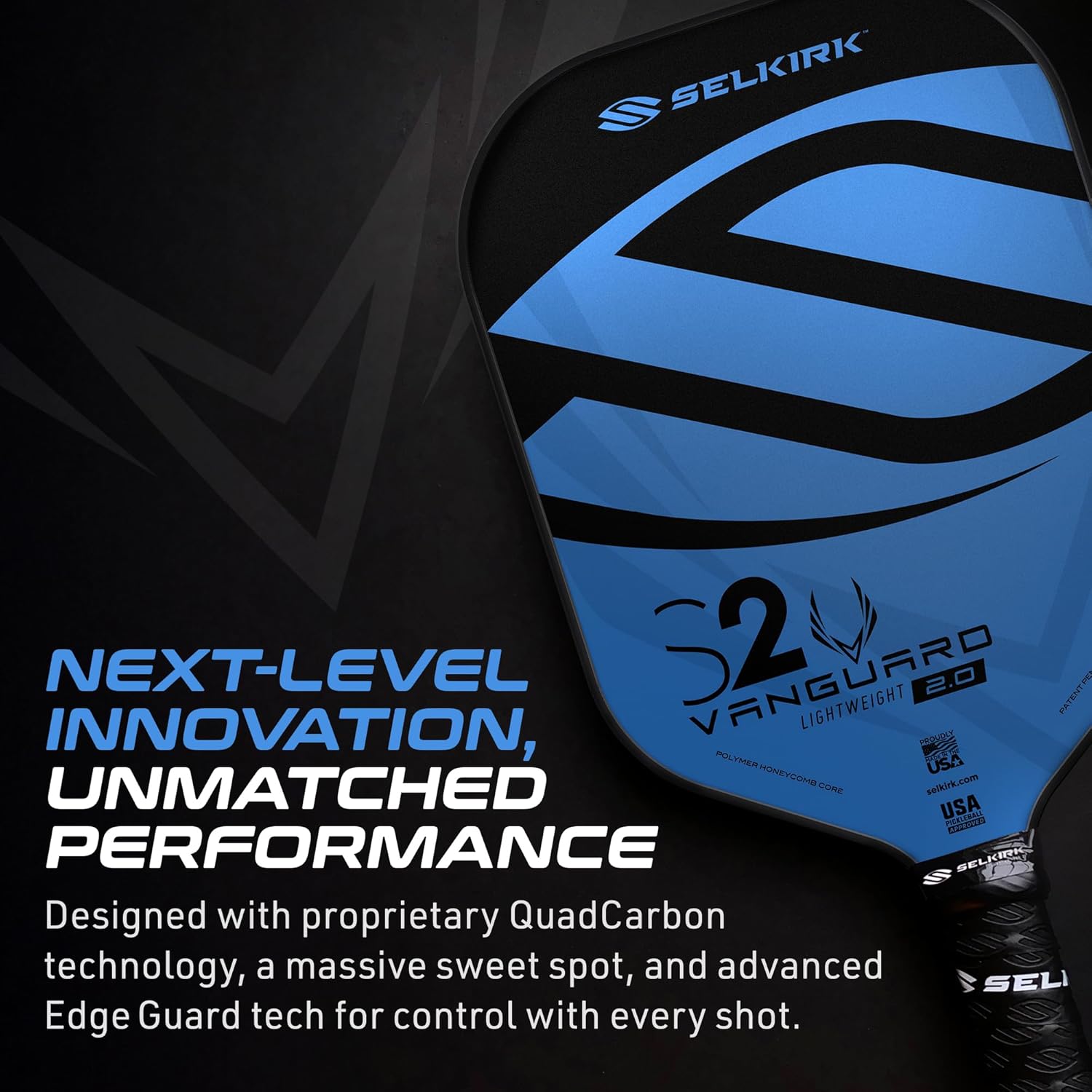 Selkirk Sport Vanguard Hybrid Pickleball Paddle | Carbon Fiber Pickleball Paddle with a Polypropylene X5 Core | Pickleball Rackets | S2 Lightweight Blue