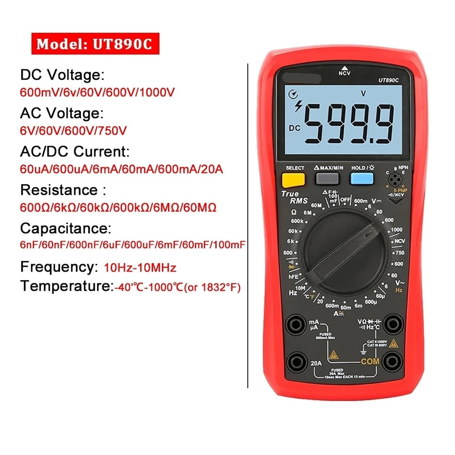 Multimeter AC/DC UT890C UT89X UT89XD UT161E(UT890C)