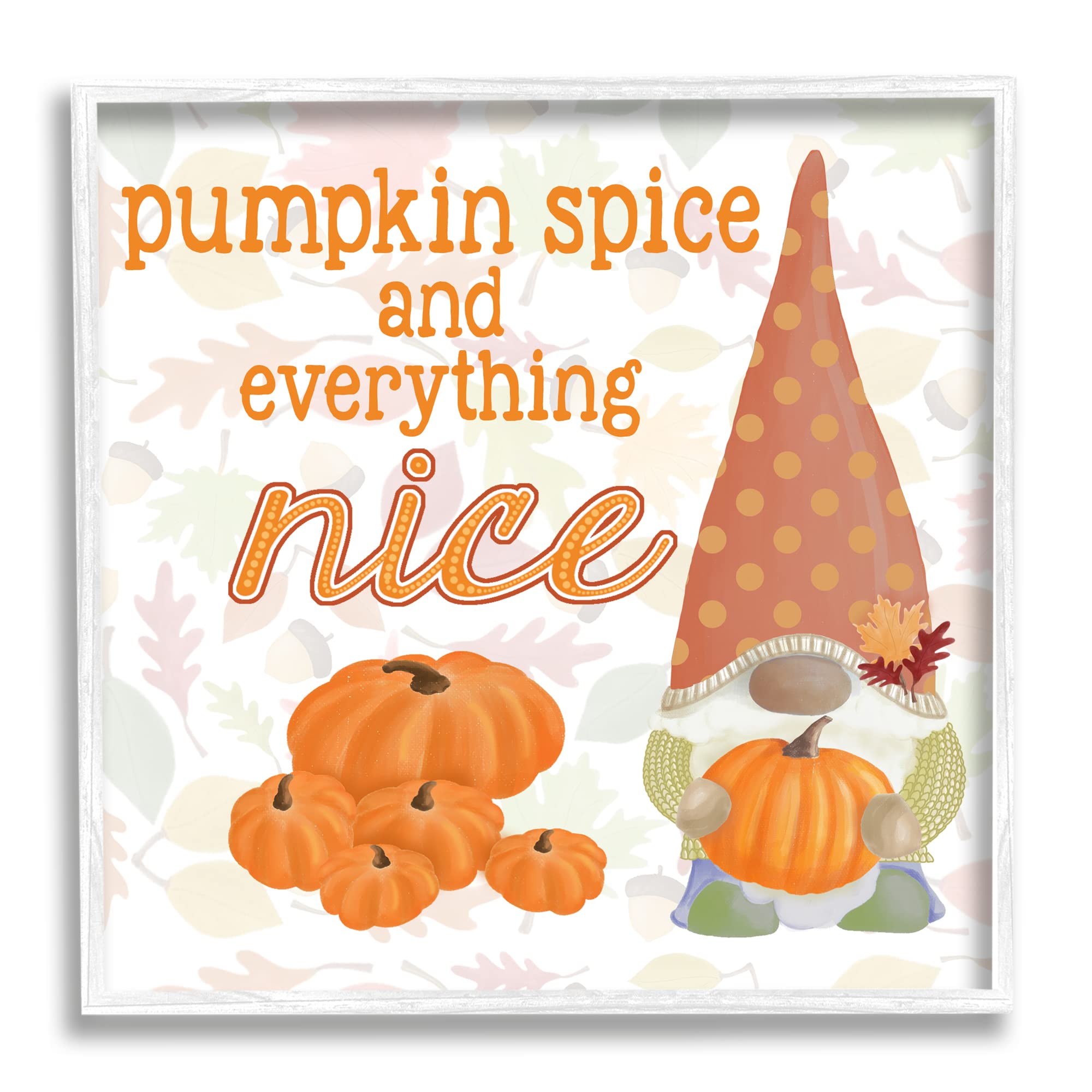 Stupell Industries Pumpkin Spice Garden Gnome Patterned Autumn Botanicals, Design by Andi Metz
