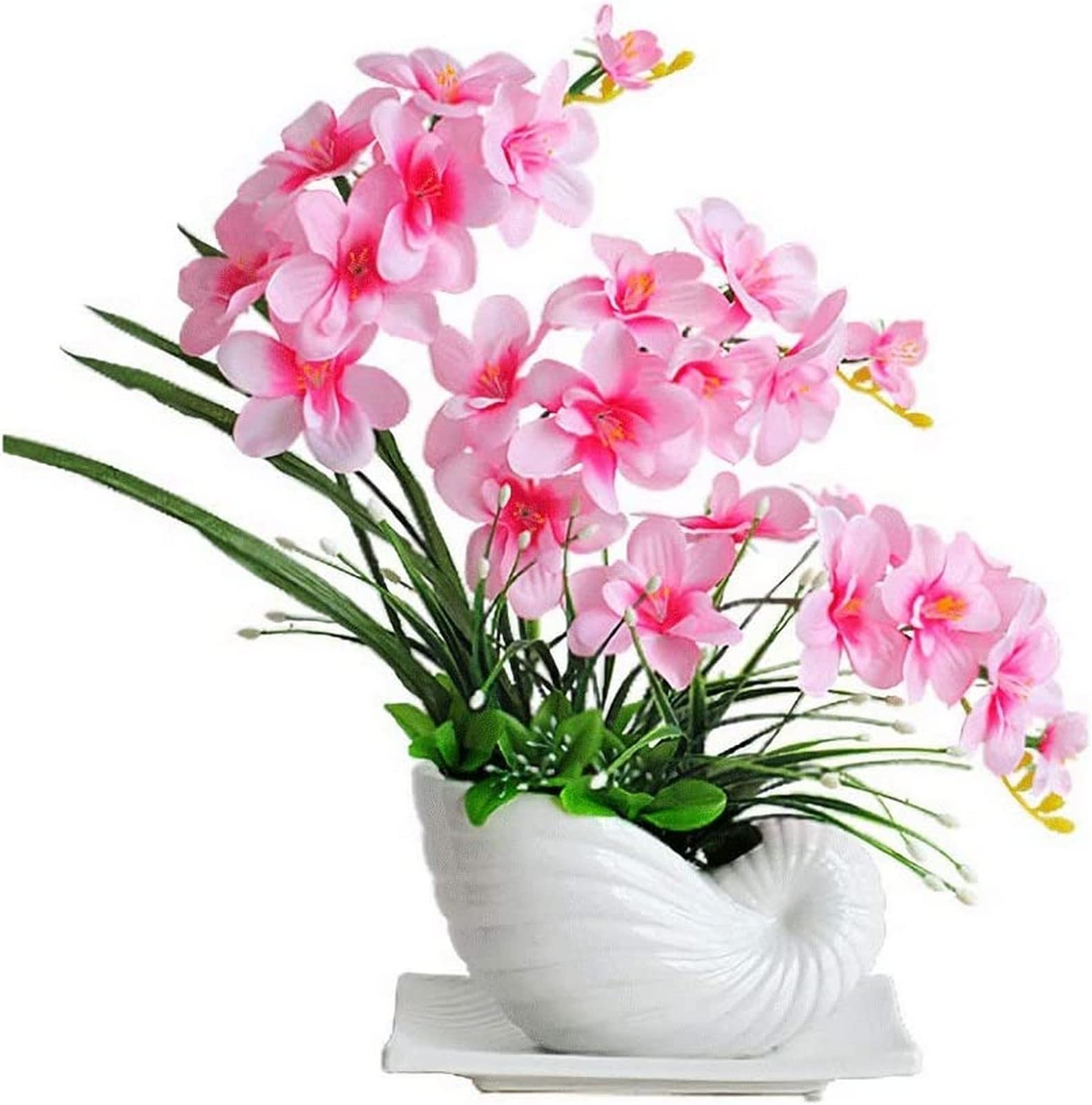 Ngdfgr As Known Artificial Flower Artificial Bonsai With Vase, Simulation Flower Purple Moth Orchid Snail Ceramic Decor Bouquet Living Room Bedroom Study Jewelry Landscape Flow