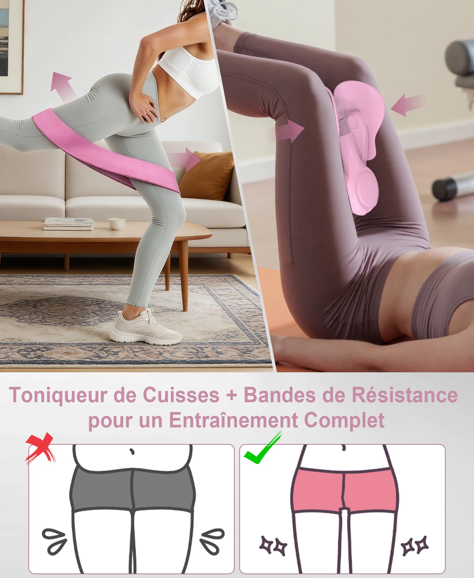 Appareil pour Muscler Le Périnée et Fessiers, Kegel Appareil de Musculation Réglable 31.8kg pour Femme et Homme, Équipement de Renforcement à Domicile pour Post-Partum, avec Bande