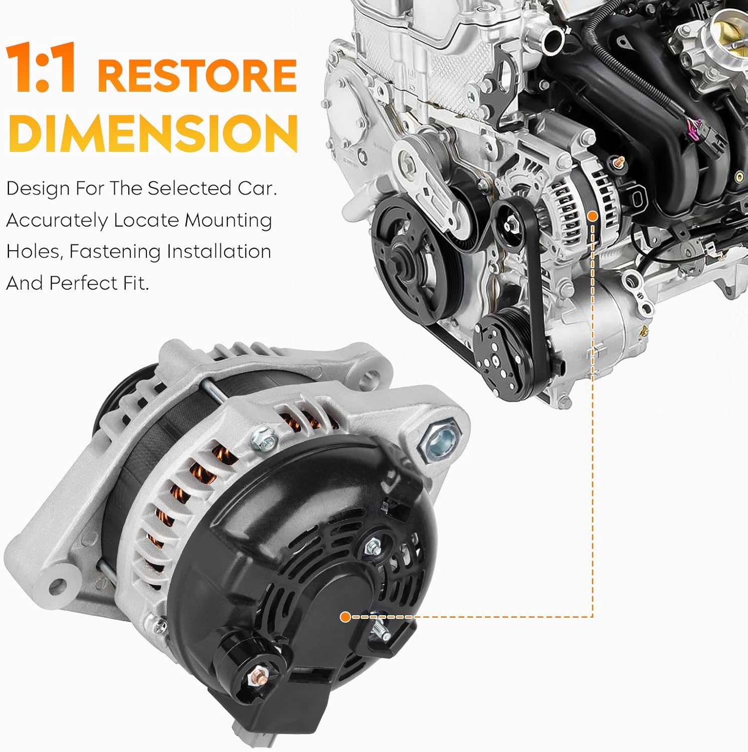 New Alternator for Acura TSX 2009-2014 2.4L L4, Honda Accord 2008-2012 2.4L L4, 104210-5890, 06311-R50-505RM, 31100-R40-A01, 31100-R40-A01RM, CSF89, 13-9444, 11390