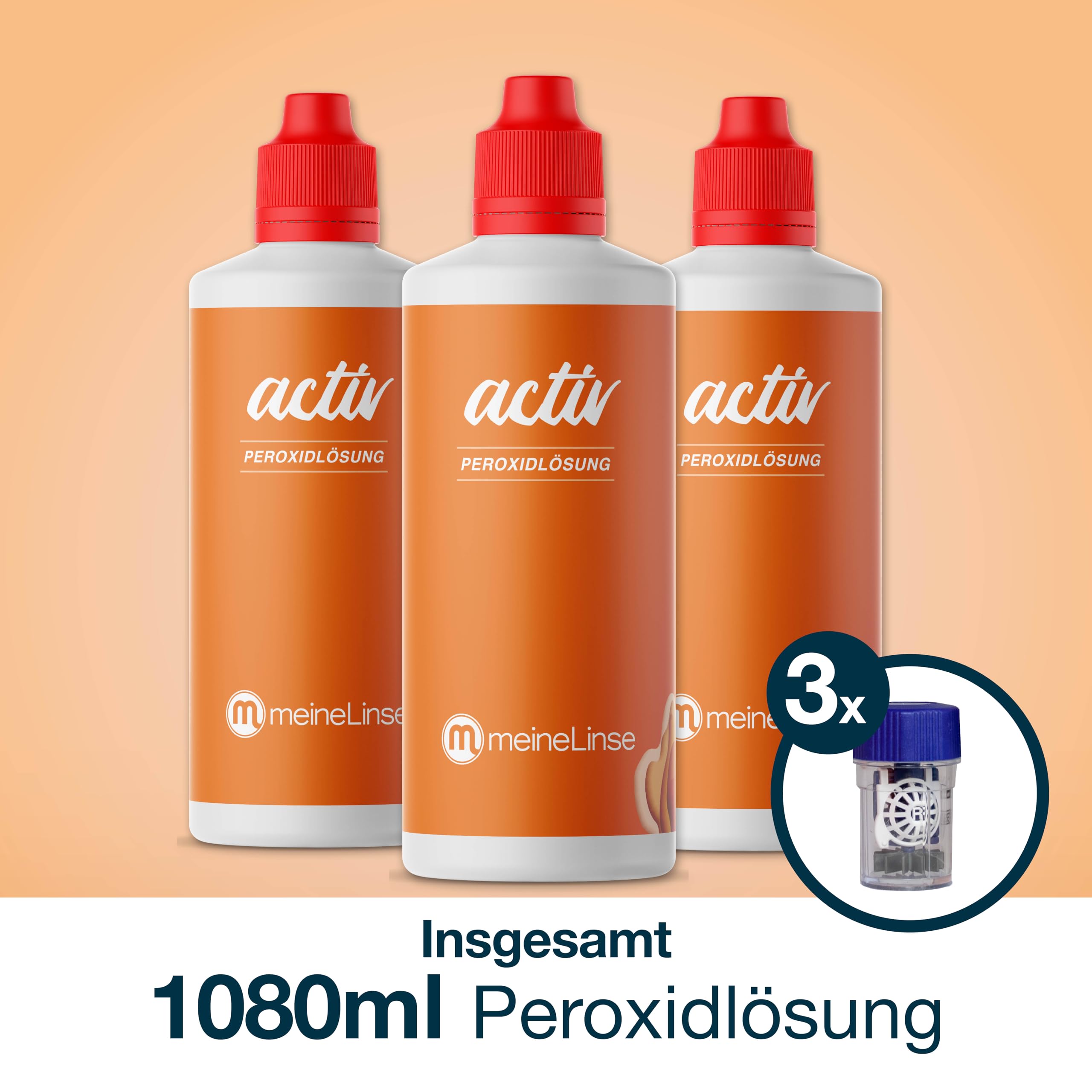 activ Peroxidlösung 3 x 360ml + 3 Behälter - für die schonende Reinigung weicher & formstabiler Kontaktlinsen - konservierungsmittelfrei (3x 360ml + 3 Behälter)
