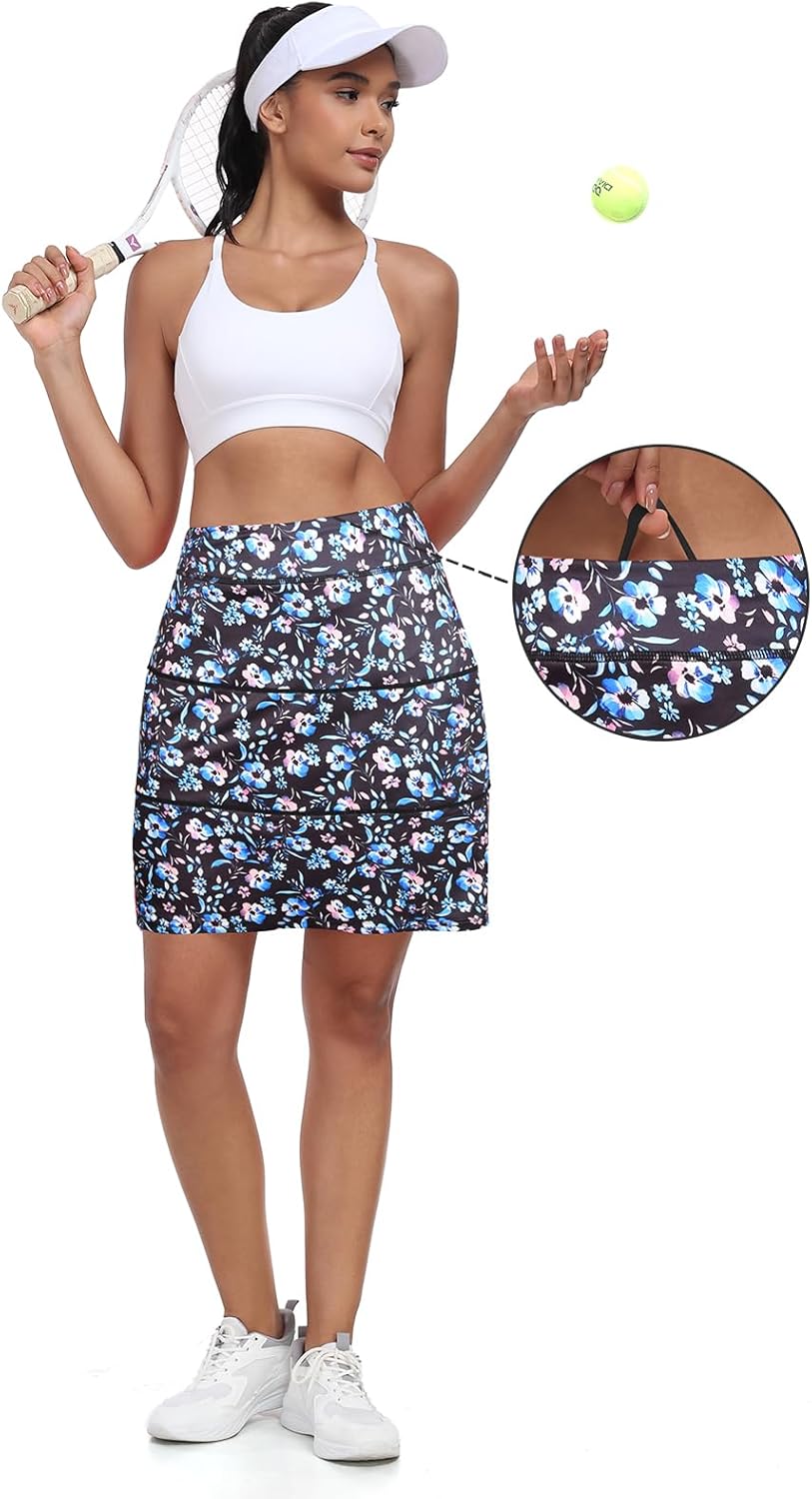 KORALHY Pleated Back Tennis Skirts for Women 20" High Waist Athletic Skorts with Decorative Stitching and Pockets for Golf - Image 5