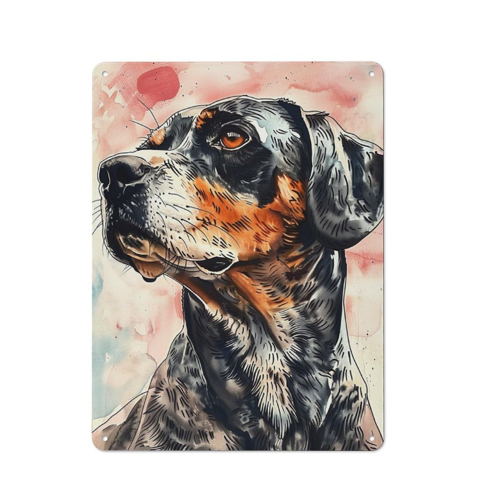 Junmoney Dog Watercolor Portrait Rustic Metal Plaque 40X30cm For Lounge Or Reading Corner, For Home Office, Studio And Craft Room Walls