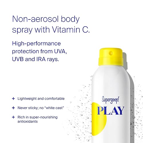 Miniatura 2 de Supergoop! PLAY SPF 50 - Spray antioxidante corporal con vitamina C, 3 onzas líquidas, paquete de 2 unidades, protector solar de amplio espectro