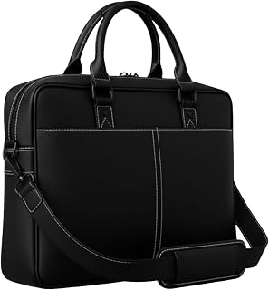 Slatestitch Vegan Leather Laptop Messenger Bag for Men & Women | 15.6 Inch Office Shoulder Bag with Padded Laptop Compartm... Price In India