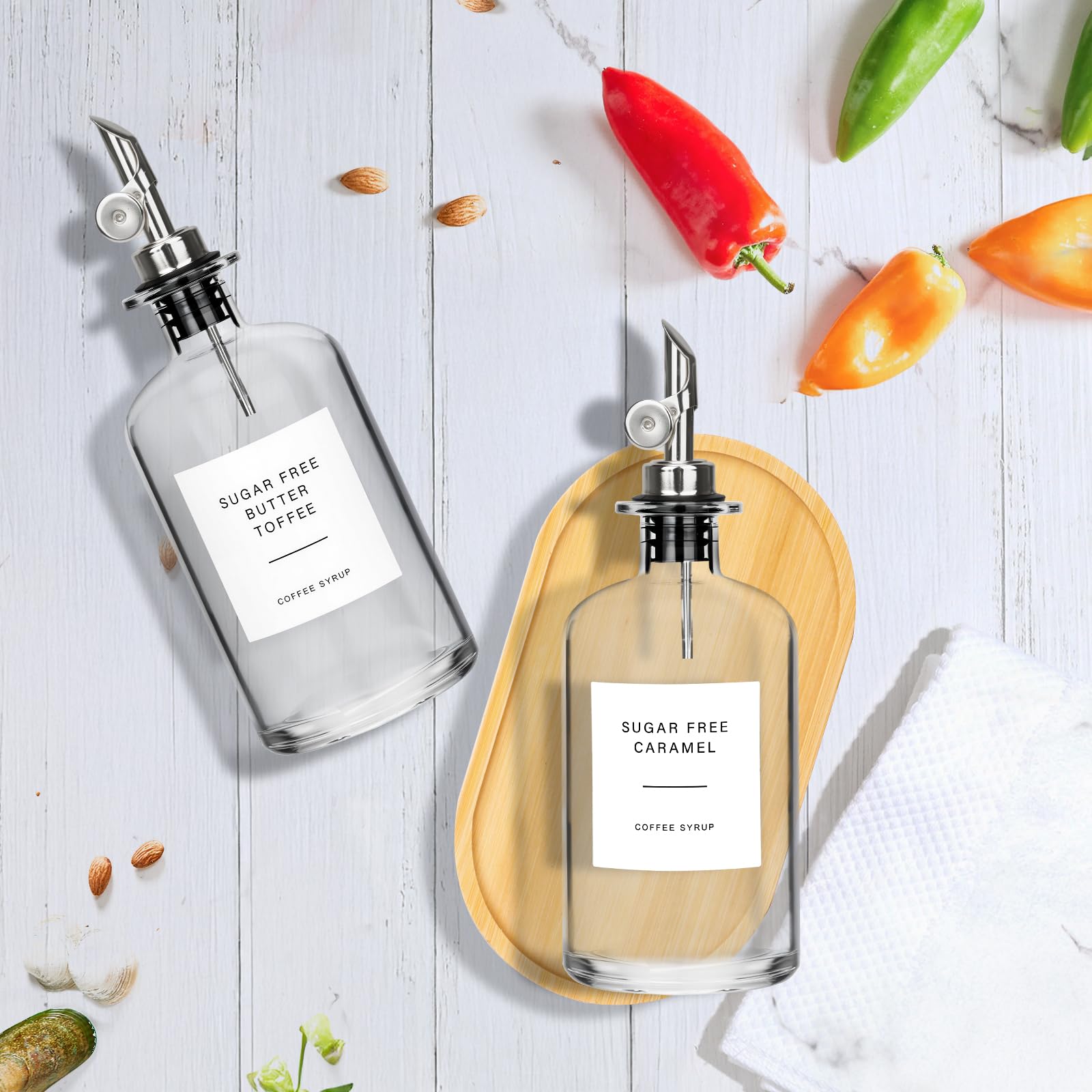 Aceite y vinagre dispensador para botellas de cristal de 500 ml, boquilla incluida