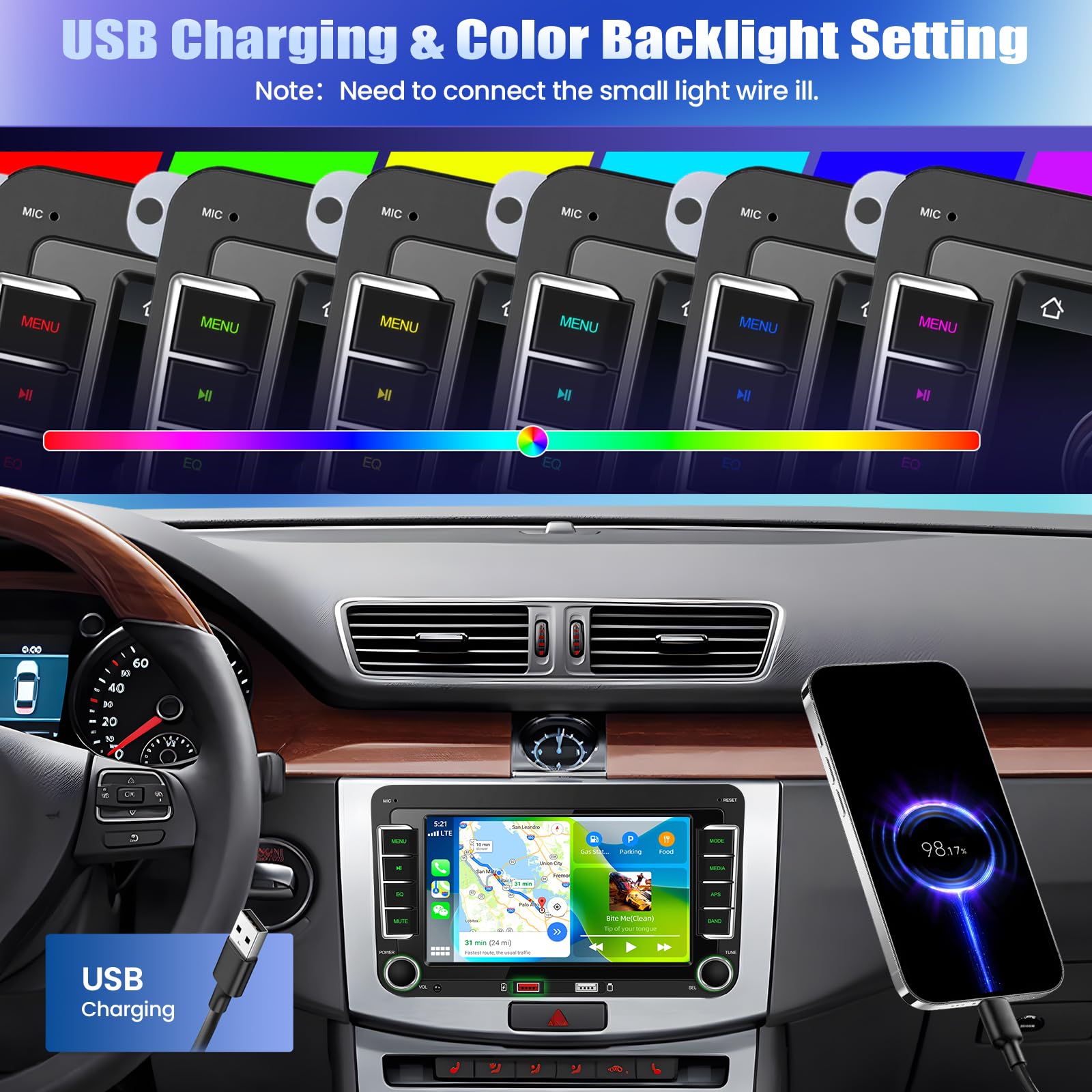 SIXTOP Radio para Coche 2 DIN Pantalla Táctil HD 7" para VW Golf 5 Golf 6 Passat Polo Tiguan Touran Caddy Skoda Seat con CarPlay Android Auto Bluetooth FM/Am/RDS EQ Cámara de Visión Trasera