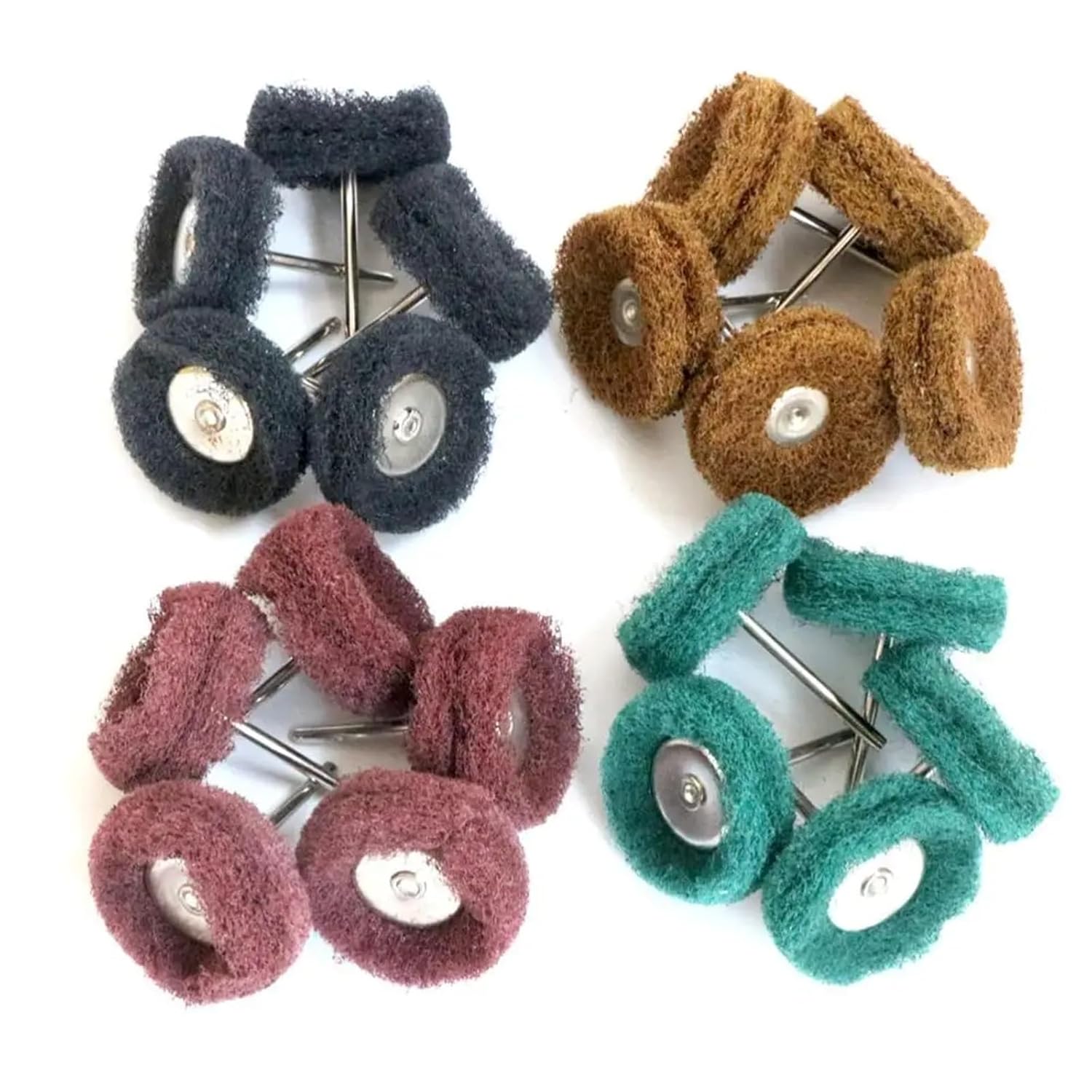 5Pc 1.5 inch Abrasive Buffing Wheel Cotton Cloth Grinding Sanding Head Nylon Polishing Brush for Dremel Rotary Tool Accessories(5pcs Green Grit 180)