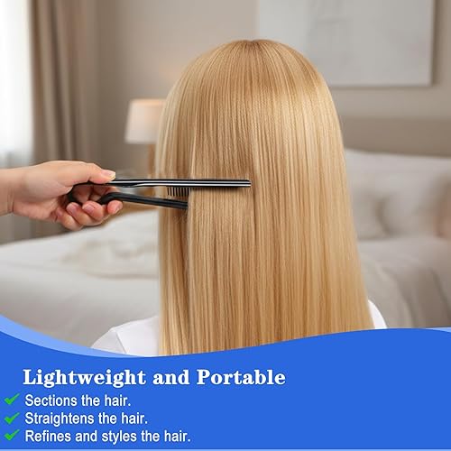 Miniatura 3 de 2 peines alisadores de cabello, peine alisador de cabello portátil, herramienta de peluquería en forma de V para peinar, alisar (negro)