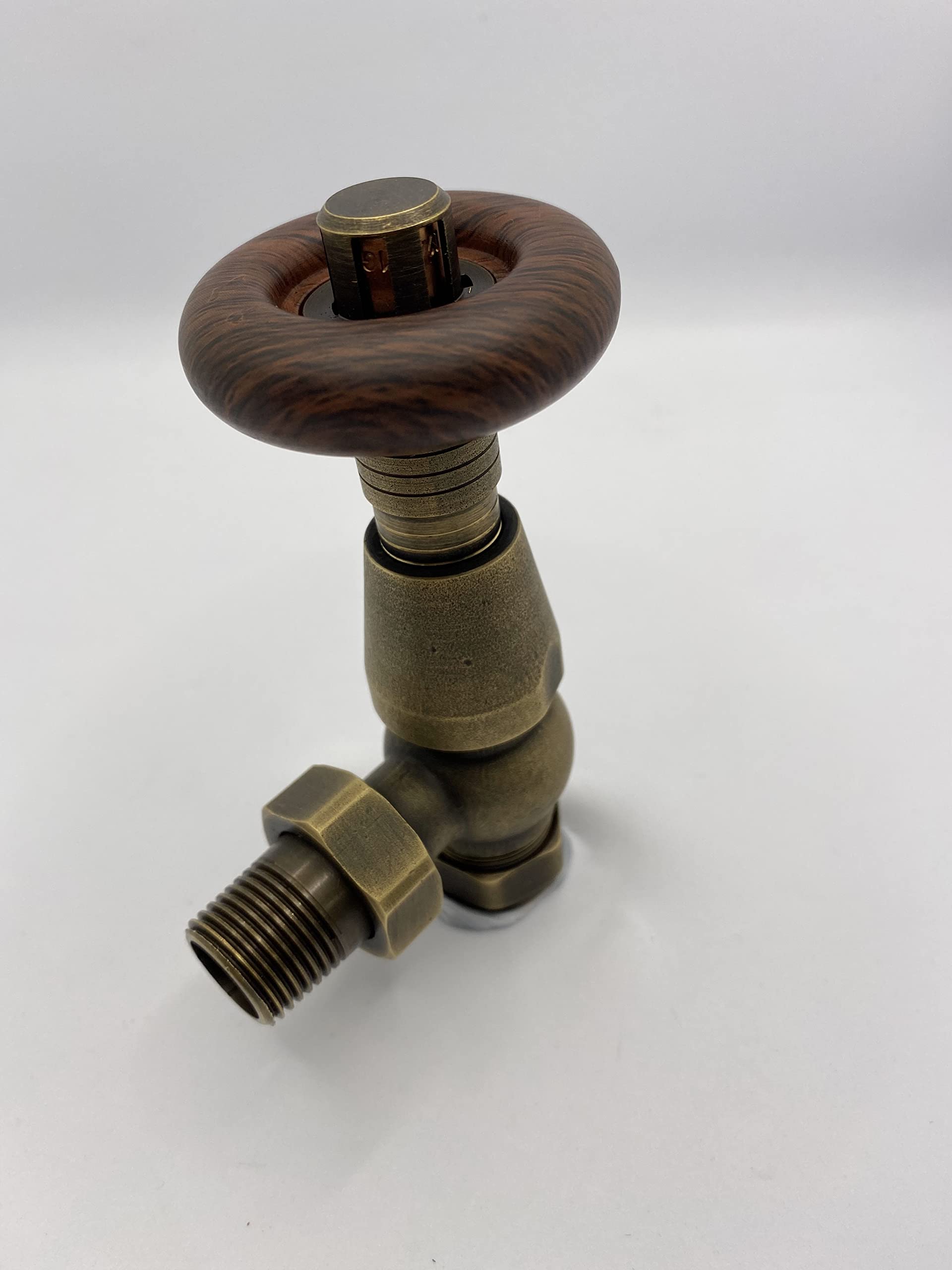Excel Home Valvole termostatiche per radiatore, angolate in ottone anticato, Chelsea TRV, design tradizionale 1/2" x 15mm
