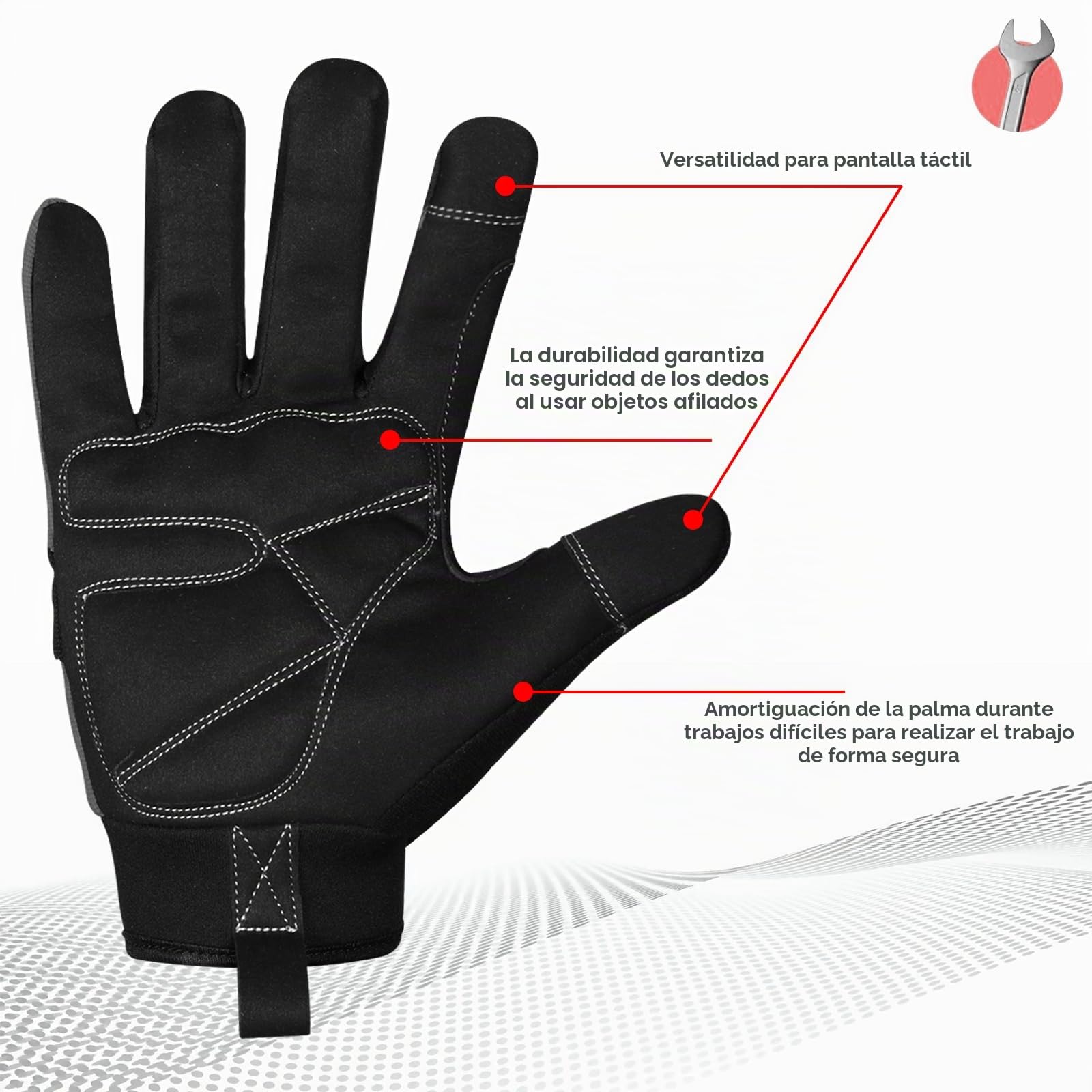 Guantes de trabajo de seguridad Guantes de trabajo de jardinería para hombre y mujer, herramienta de construcción flexible acolchada protección de palma pantalla táctil transpirable constructor multifuncional