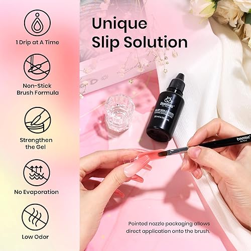 Miniatura 54 de Beetles - Kit de extensión de gel de uñas de polietileno, 6 colores de gelatina nude con solución deslizante, mejora de uñas para principiantes y 0