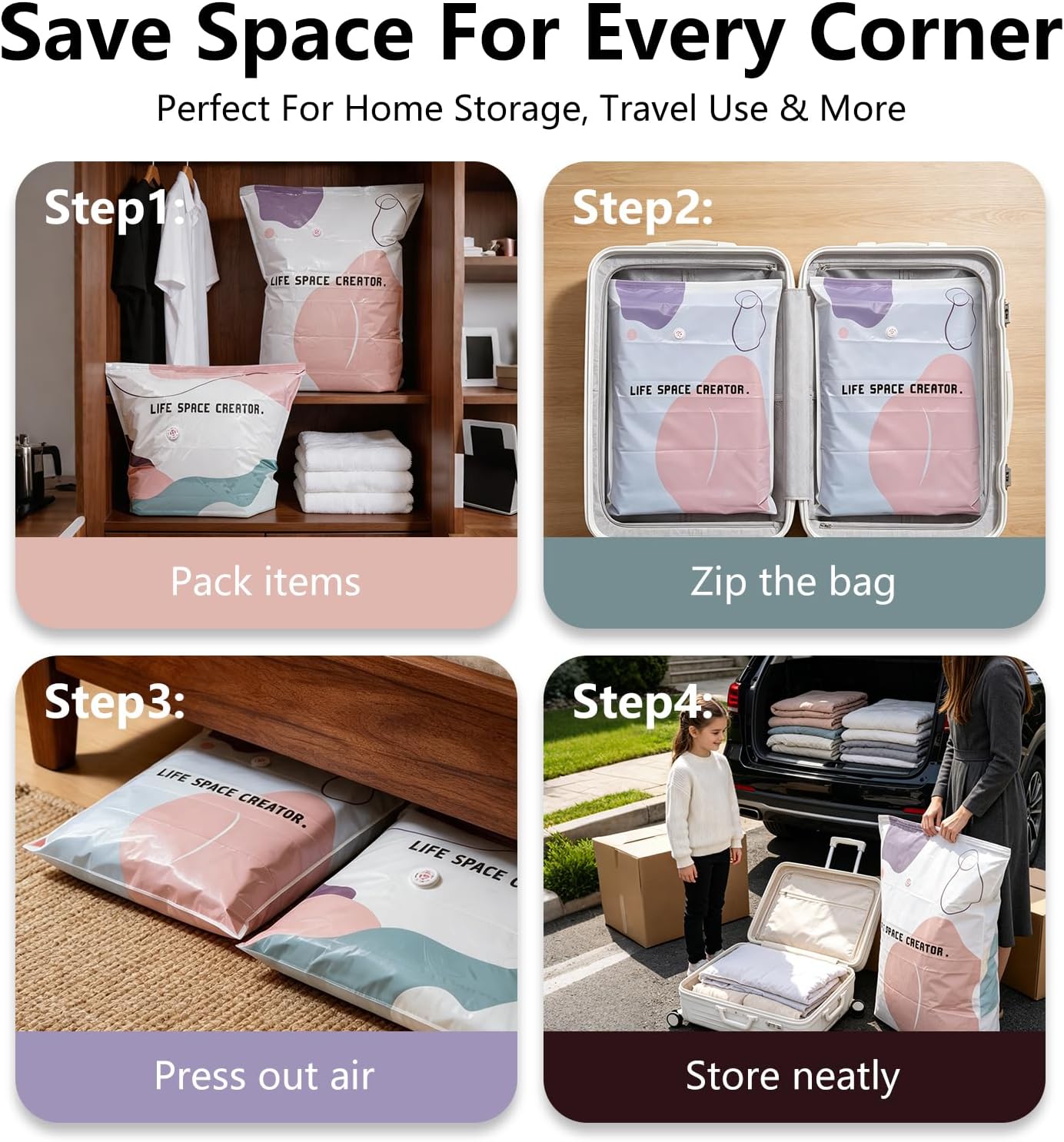 2026 New Space Bags No-Pump Vacuum Storage | Reusable Vacuum Seal Storage Bags image 4