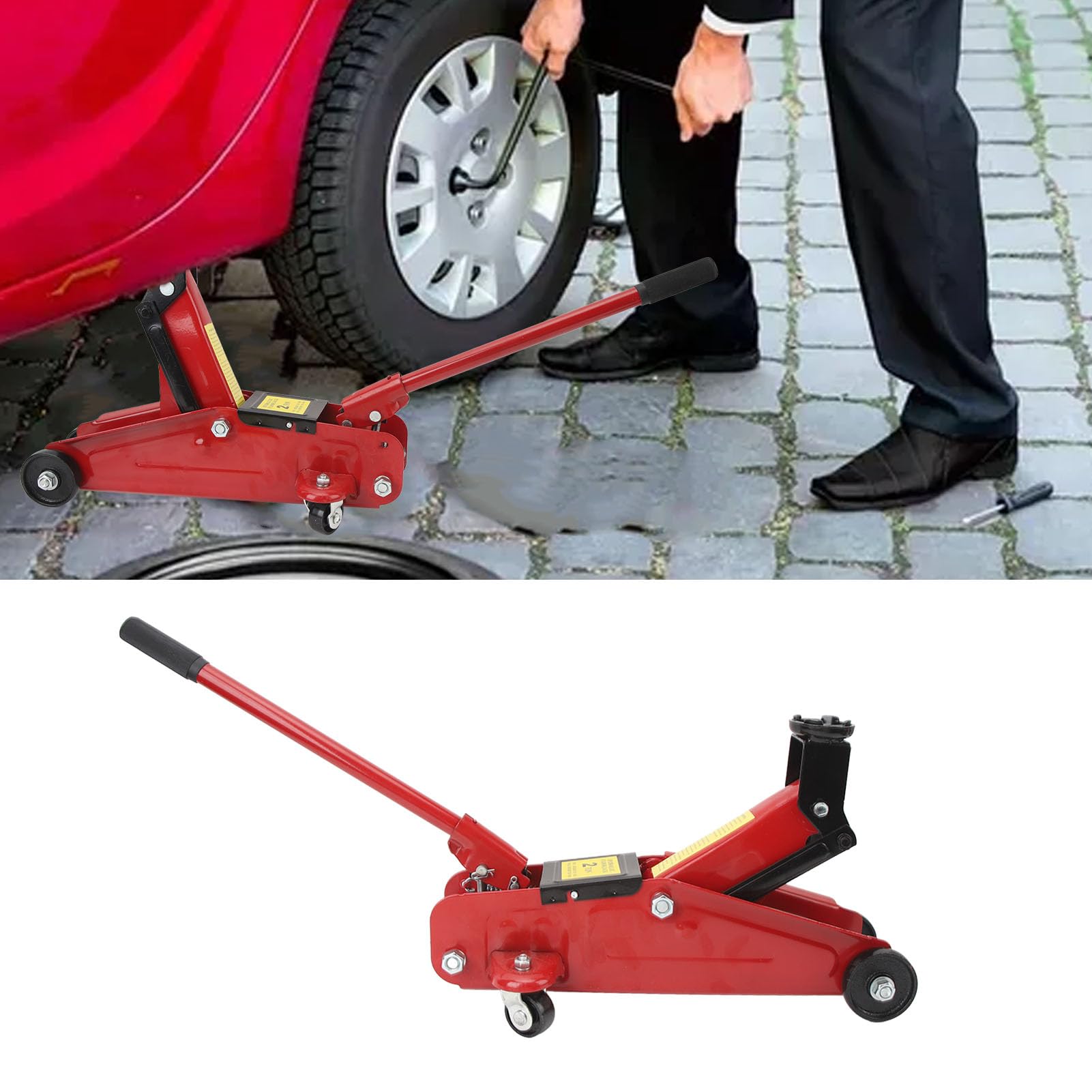 Cric idraulico a carrello 2 tonnellate, capacità 4.409,25 libbre, portata di sollevamento 135-320 mm, sollevatore per auto portatile leggero per SUV e piccoli veicoli