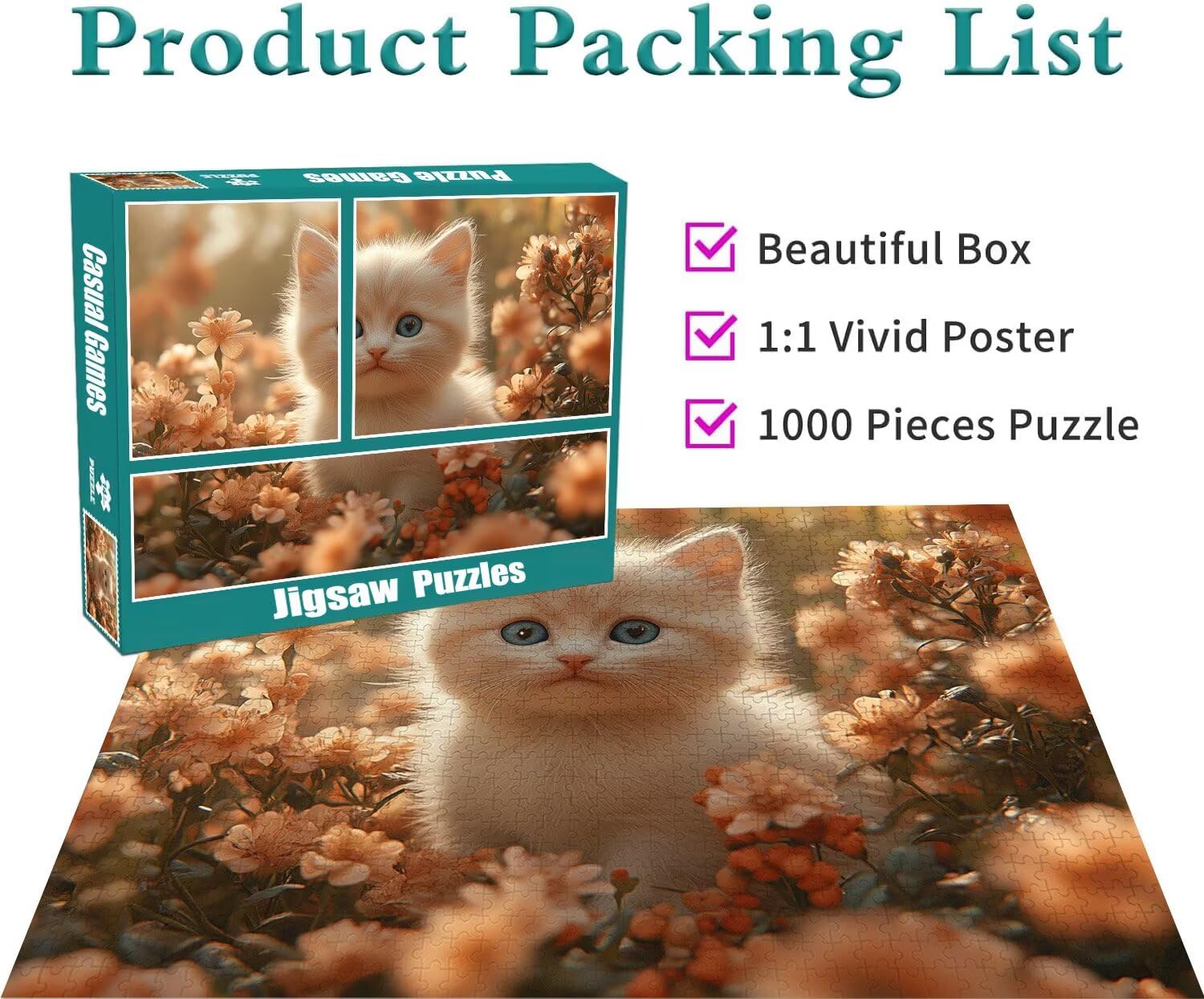 Puzzle Erwachsene 2000 Teile Katze Blume Educa Jigsaw für Kinder ab 8 Jahren Mädchen Jungen, Erwachsene Impossible Klassische Puzzles Schwer, Anspruchsvoll Spielspaß, Als Geschenke 70x99cm t-692