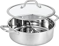Vista 1 de MyLifeUNIT Shabu Shabu Pot, 4.5 Qt 304 Stainless Steel Hot Pot with Divider, 11.8 Inches Soup Cookware for Induction Cooktop, Gas Stove