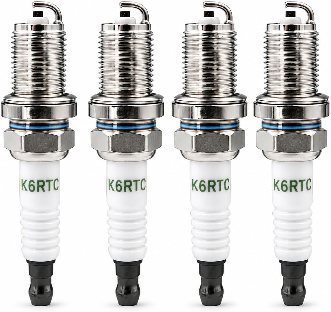 4-Pack K6RTC Spark Plugs, Cross Reference RC12YC FR7DC, Resistor Type