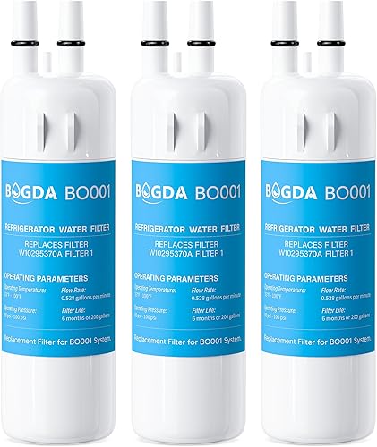 BOGDA W10295370A Filtro de agua de repuesto para EDR1RXD1, WHR1RXD1, filtro 1, W10295370, KAD1RXD1, P8RFWB2L, P8WB2L, P4RFWB, P5WB2L, 46-9081,