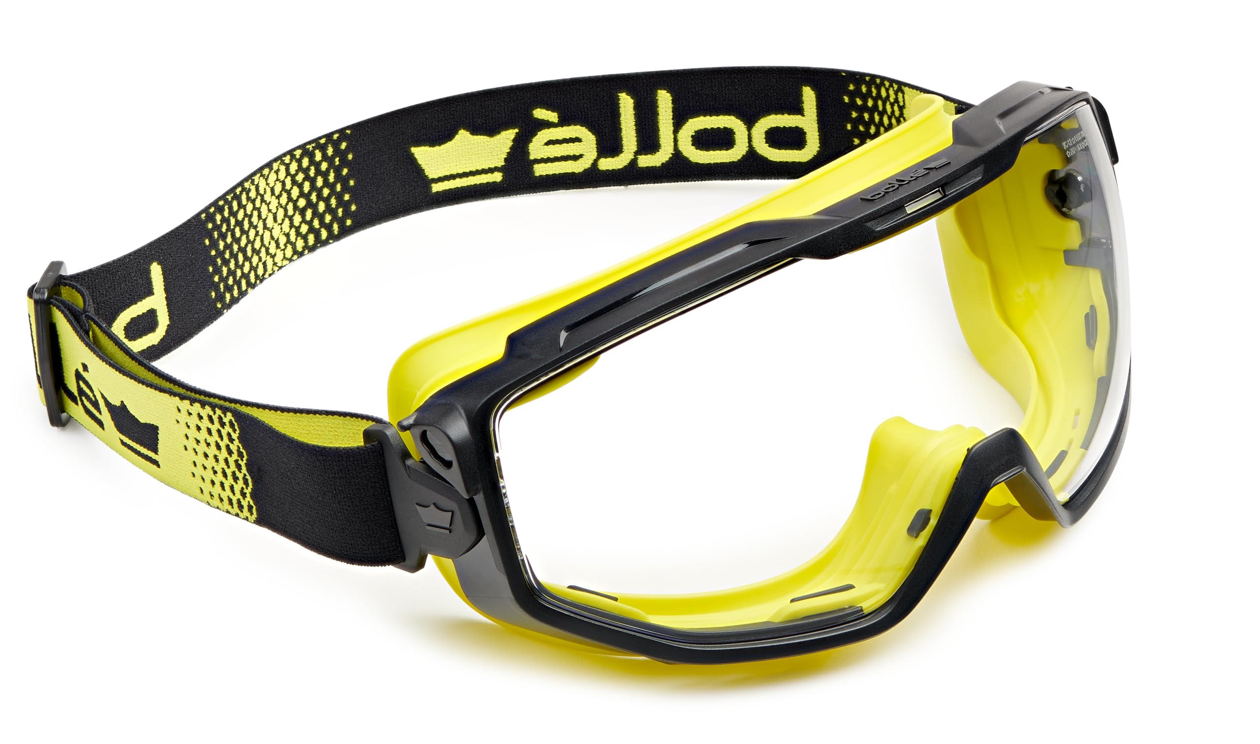 bolle SAFETY Universal Goggles, light weight, anti-scratch, and anti-fog coating - BLACK/YELLOW, CLEAR Lens