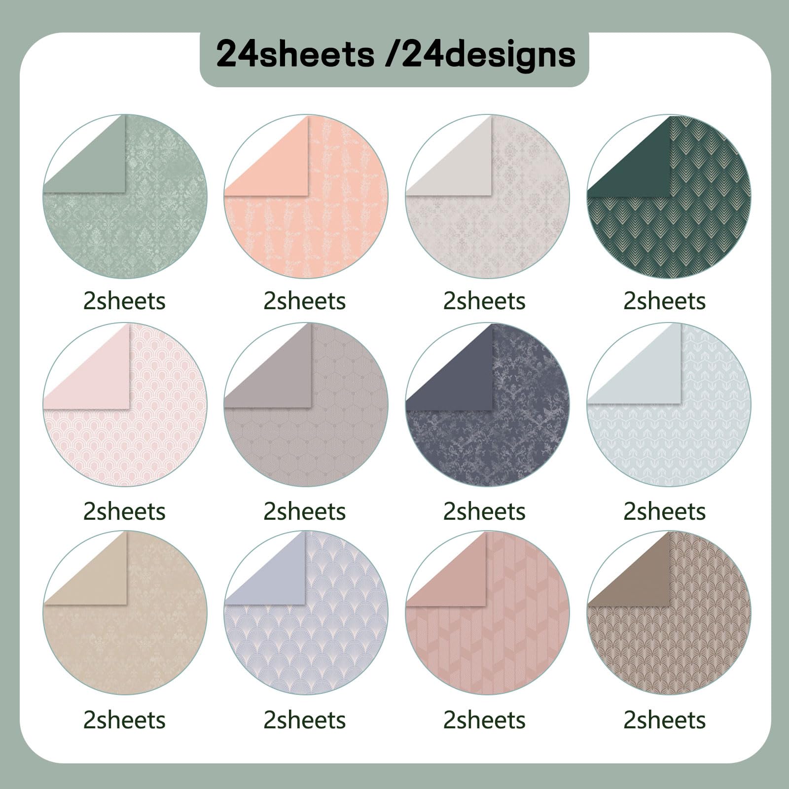 24 Sheets Double-Sided Pattern Paper, 24 Designs, 12 Inch Scrapbooking Cardstock Pad - Image 3