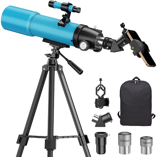 80mm Portable Telescope for Adults & Kids: 150X Scope with 133cm Tripod