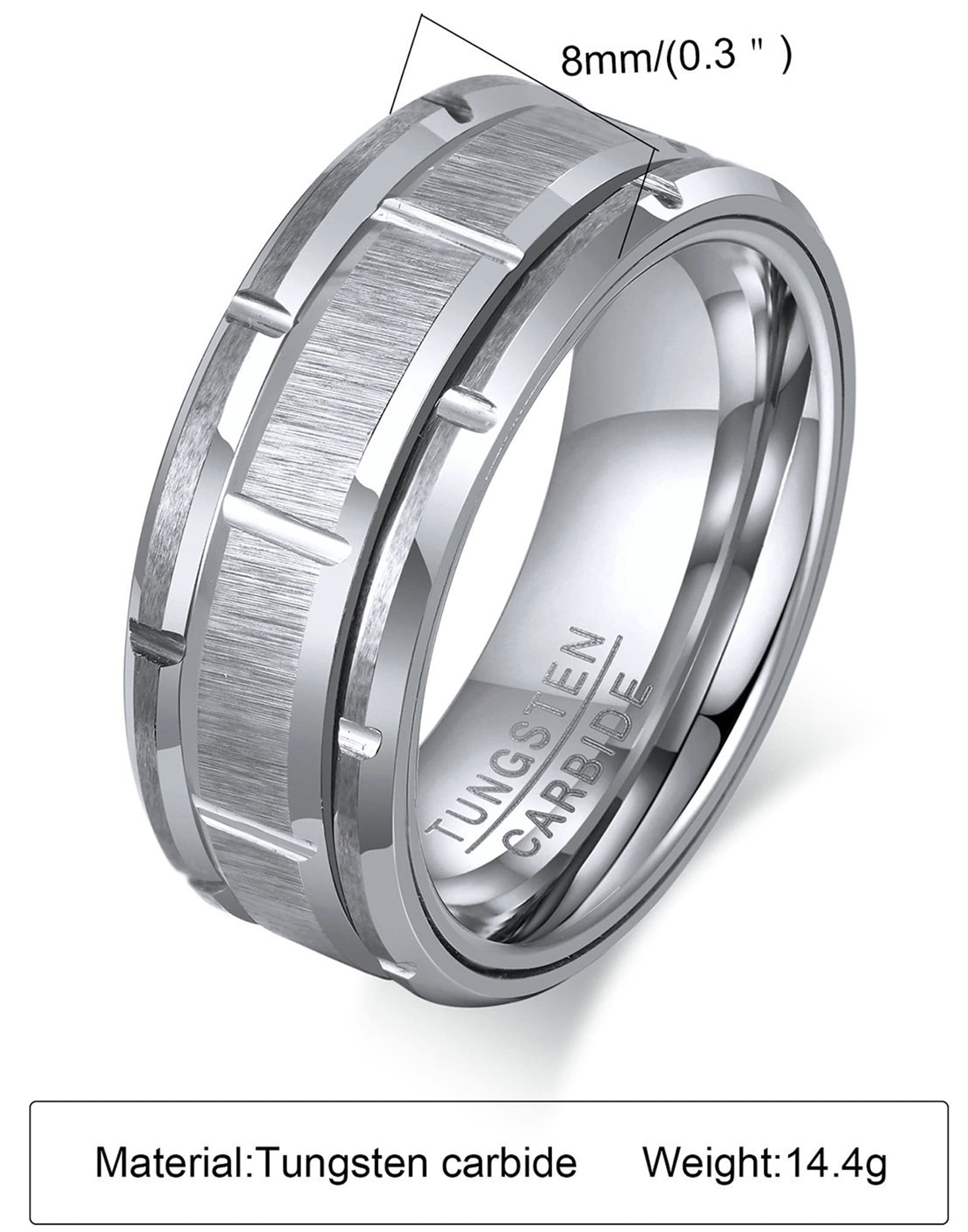 AmDxD Anillo de acero inoxidable a rayas mate para hombre, para hombre, Acero inoxidable,