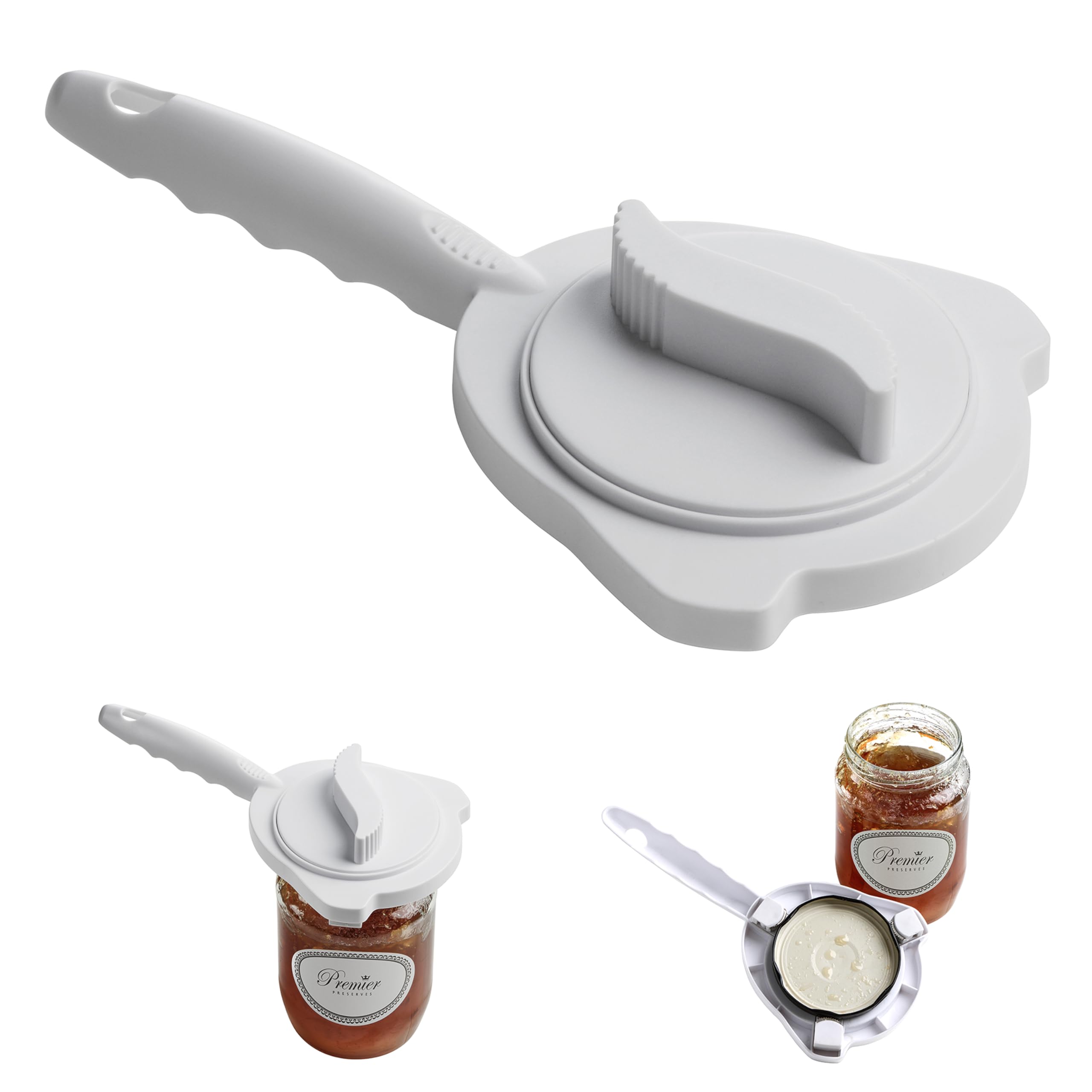Premier Housewares Convenient Jar And Bottle Opener, Easy To Use Bottle Opener For Drinks, Durable Jar Opener For Kitchen White
