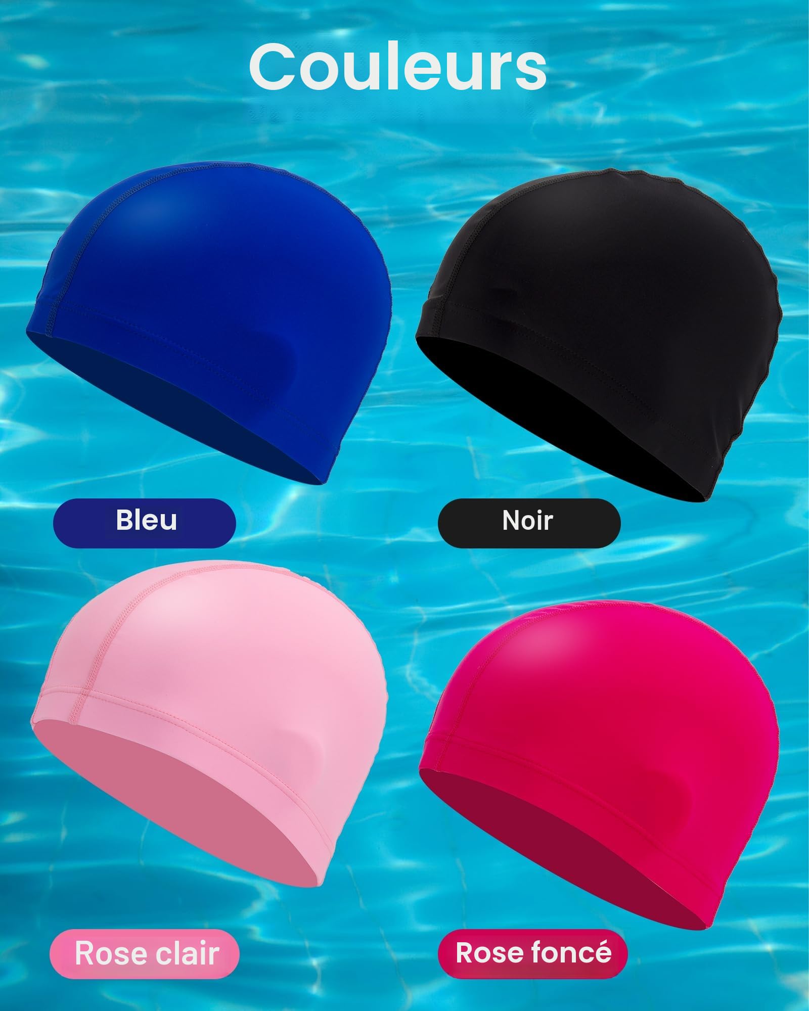 Bonnet de Bain Homme et Femme Haute Élasticité Confortable et Durable