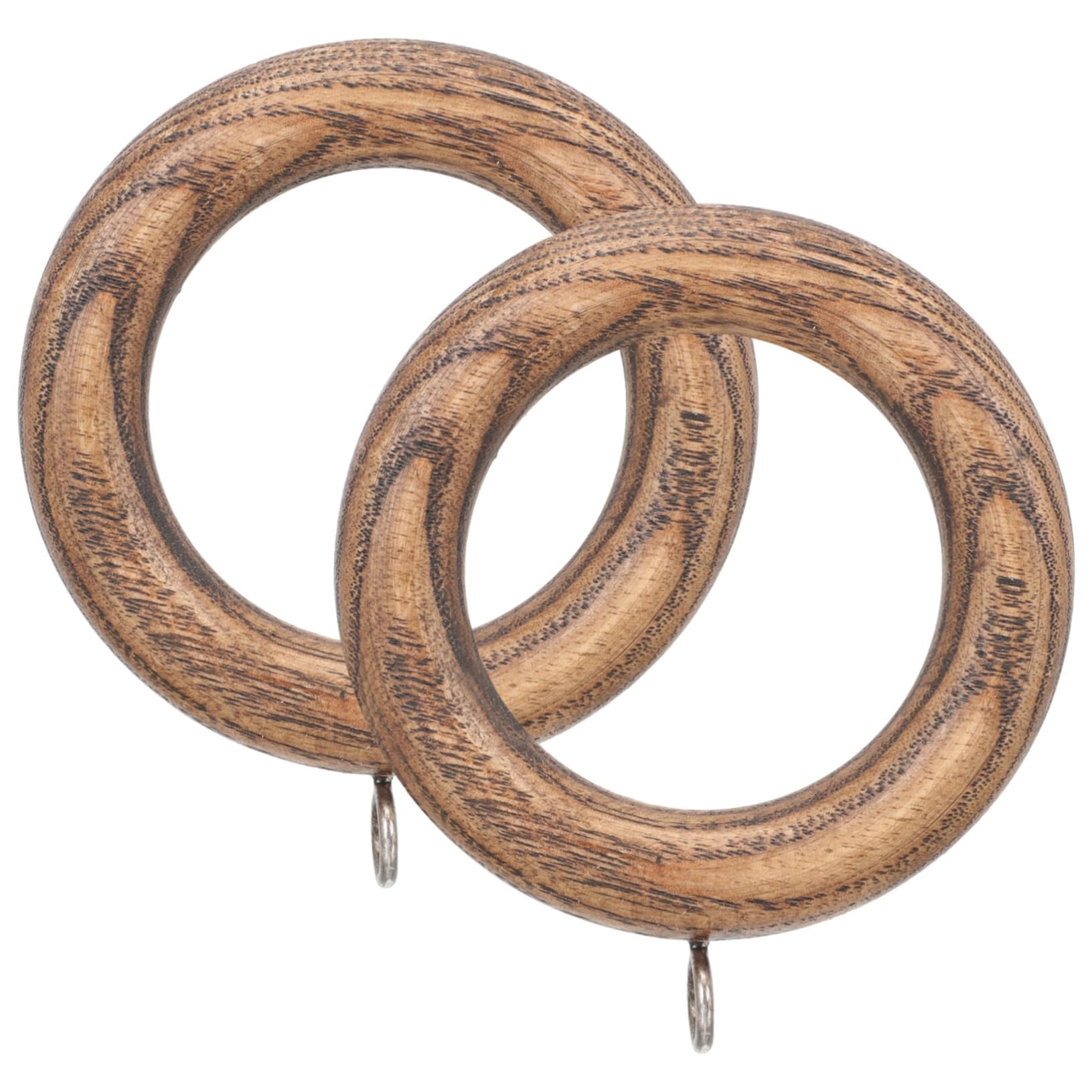 MUCKLILY 2Pcs Wooden Curtain Rings for Home Smooth Finish Ring Hooks for Curtains Accessories for Bathroom and Drapery Walnut Color for Roman Rods