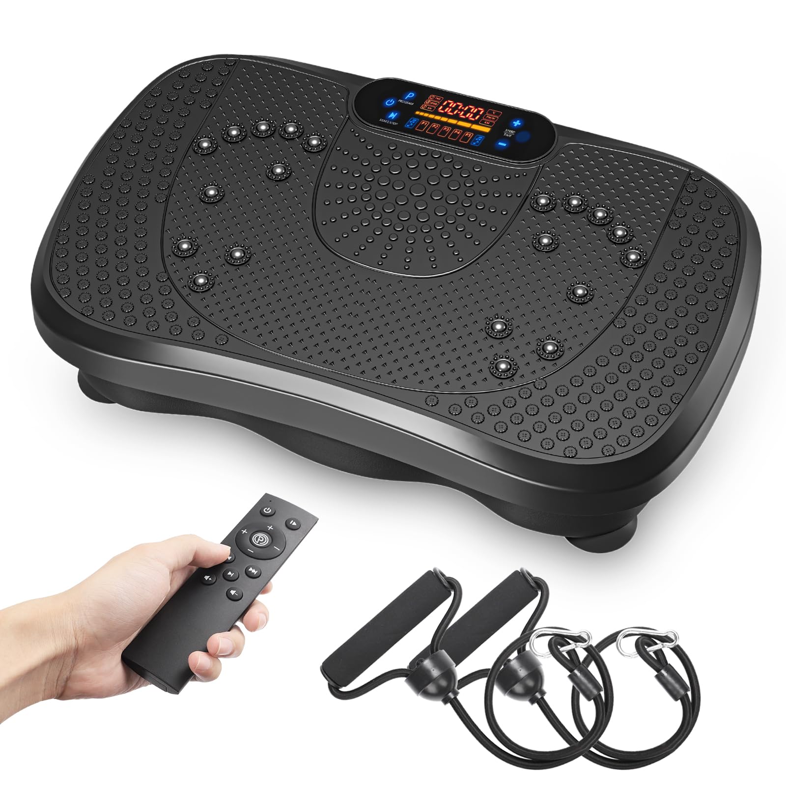 Dripex Vibration Plate Exercise Machine, Whole Body Workout Fitness Vibration Plate, Vibration Power Plate with Resistance Bands,Slim Vibration Platform for Home Training & Shaping,99 Levels-Black