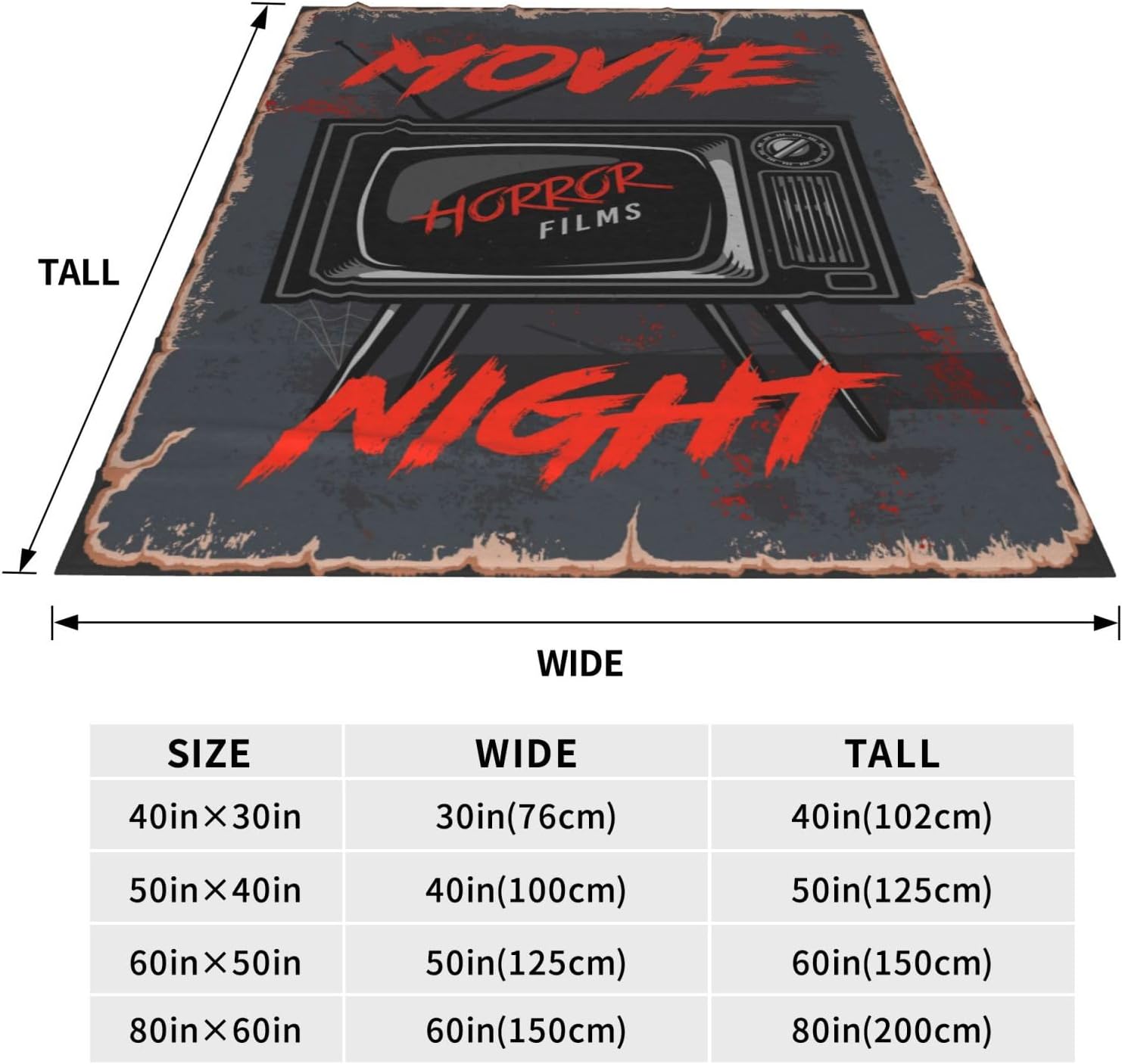 Horror Movie Blanket, Flannel Throw Blanket Soft Travel Blanket for Bed Couch Sofa Indoor Outdoor Use Gift for Women Men Girls Boys All Season 80"x60"
