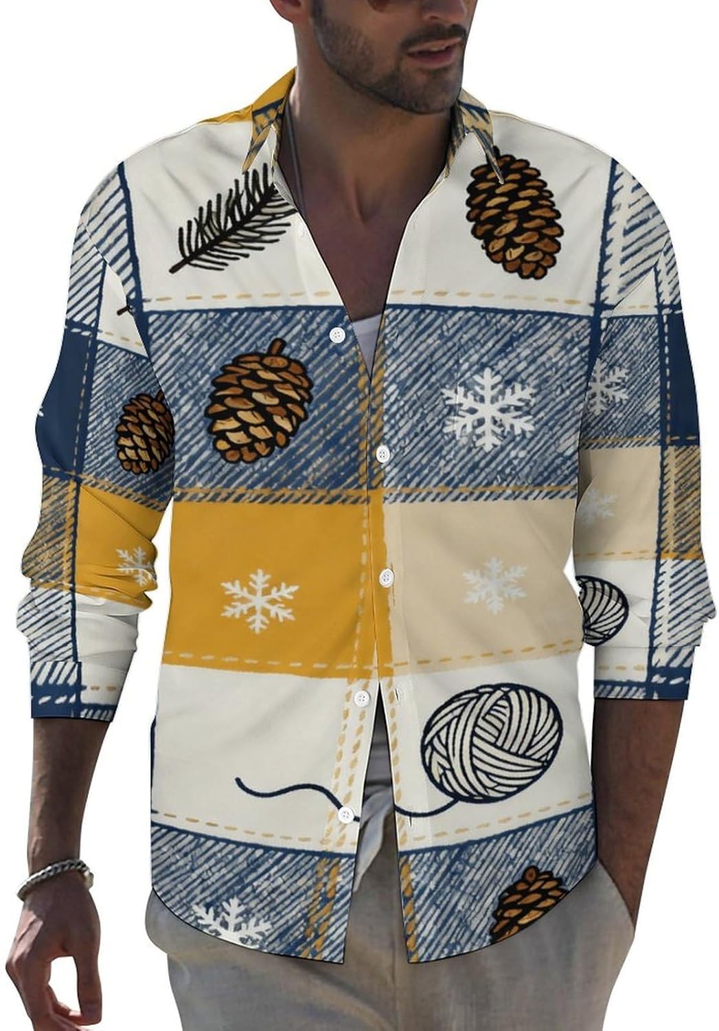Men's Shirt Casual Wrinkle Free Long Sleeve Button Down Shirts Pocket Summer Fall Shirt Jacket