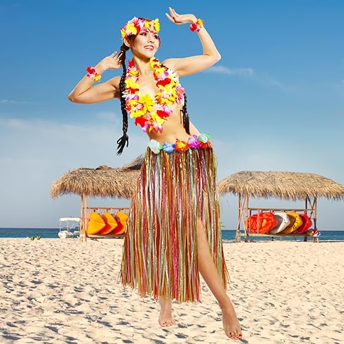 Miniatura 6 de 1 Set 80cm Adult Party Hawaii Dress Hula Grass Skirt by JEKANEL
